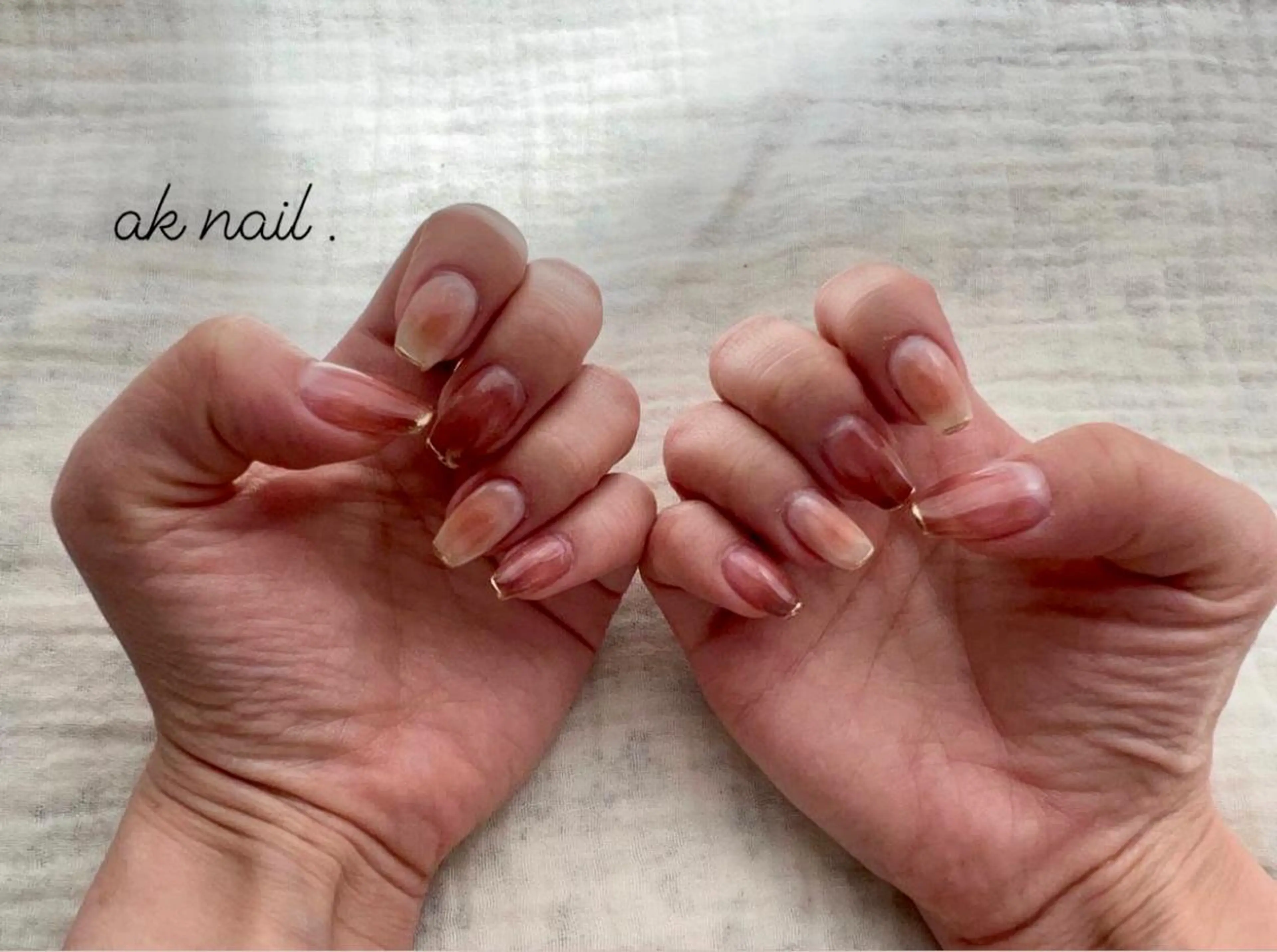 セミロング ネイル ニュアンスネイル ハンドネイル ak nail .のネイルデザイン