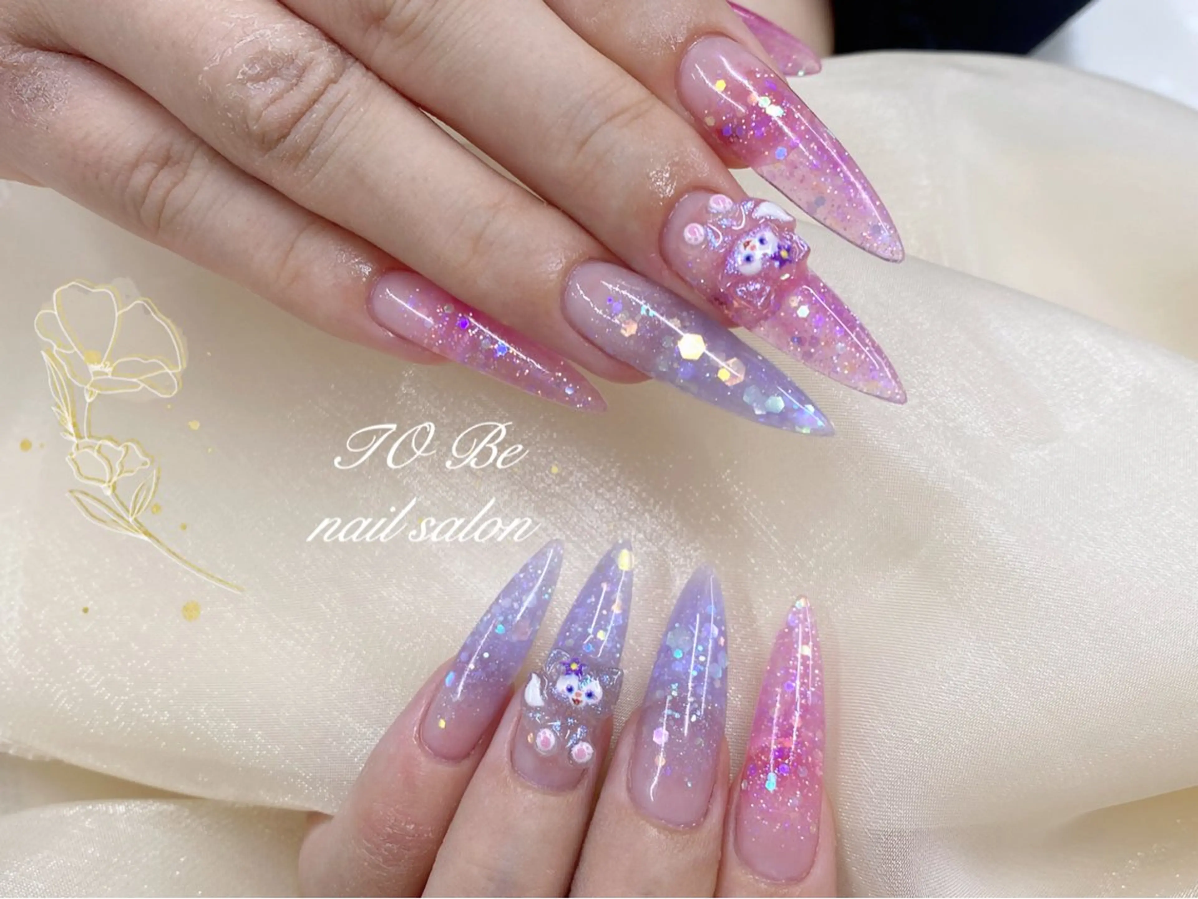 ロング ハンドネイル Nail Salon To Be珈月のネイルデザイン