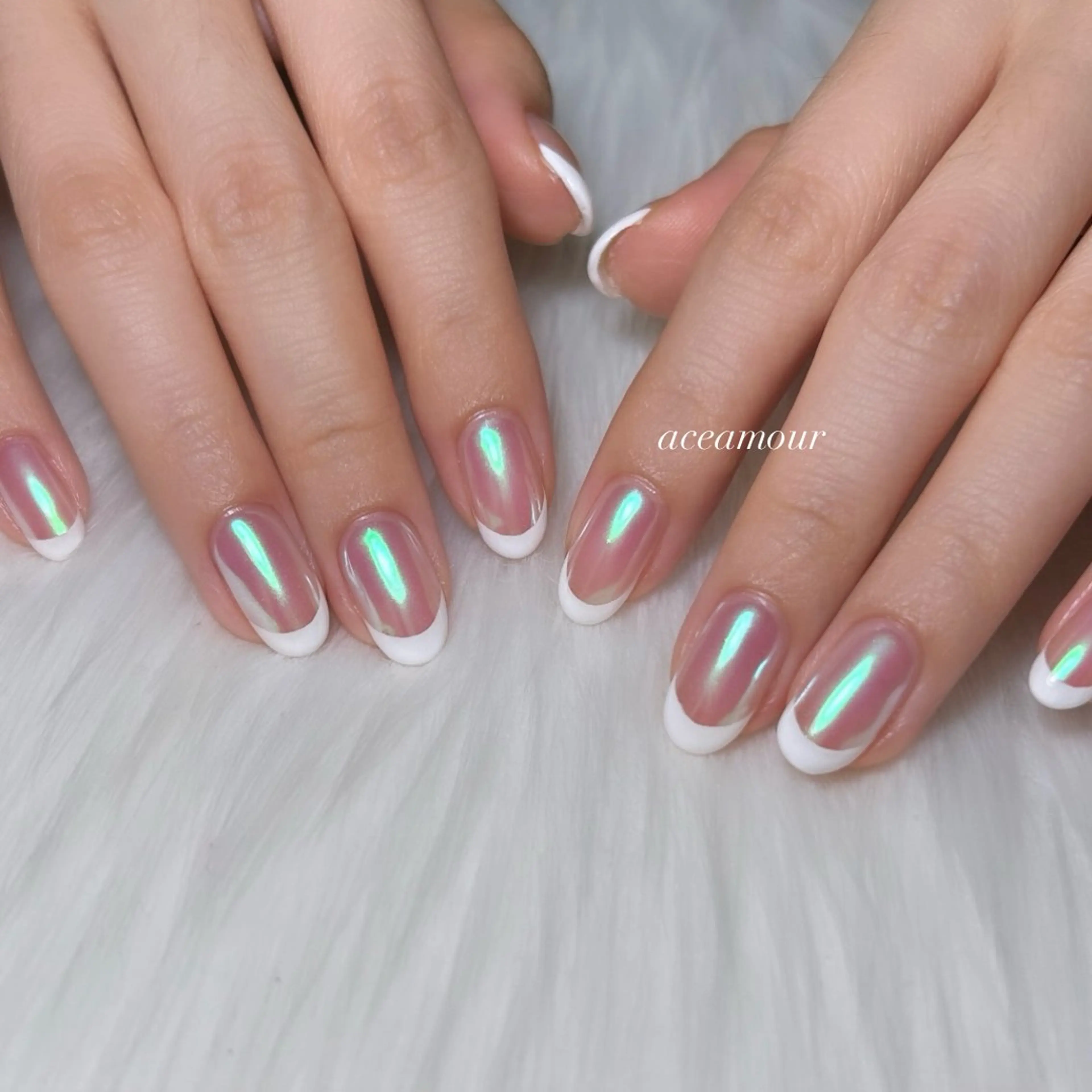ネイル フレンチネイル 氷ネイル・うるうるネイル ネイル/耳つぼ /新ホワイトニングのネイルデザイン