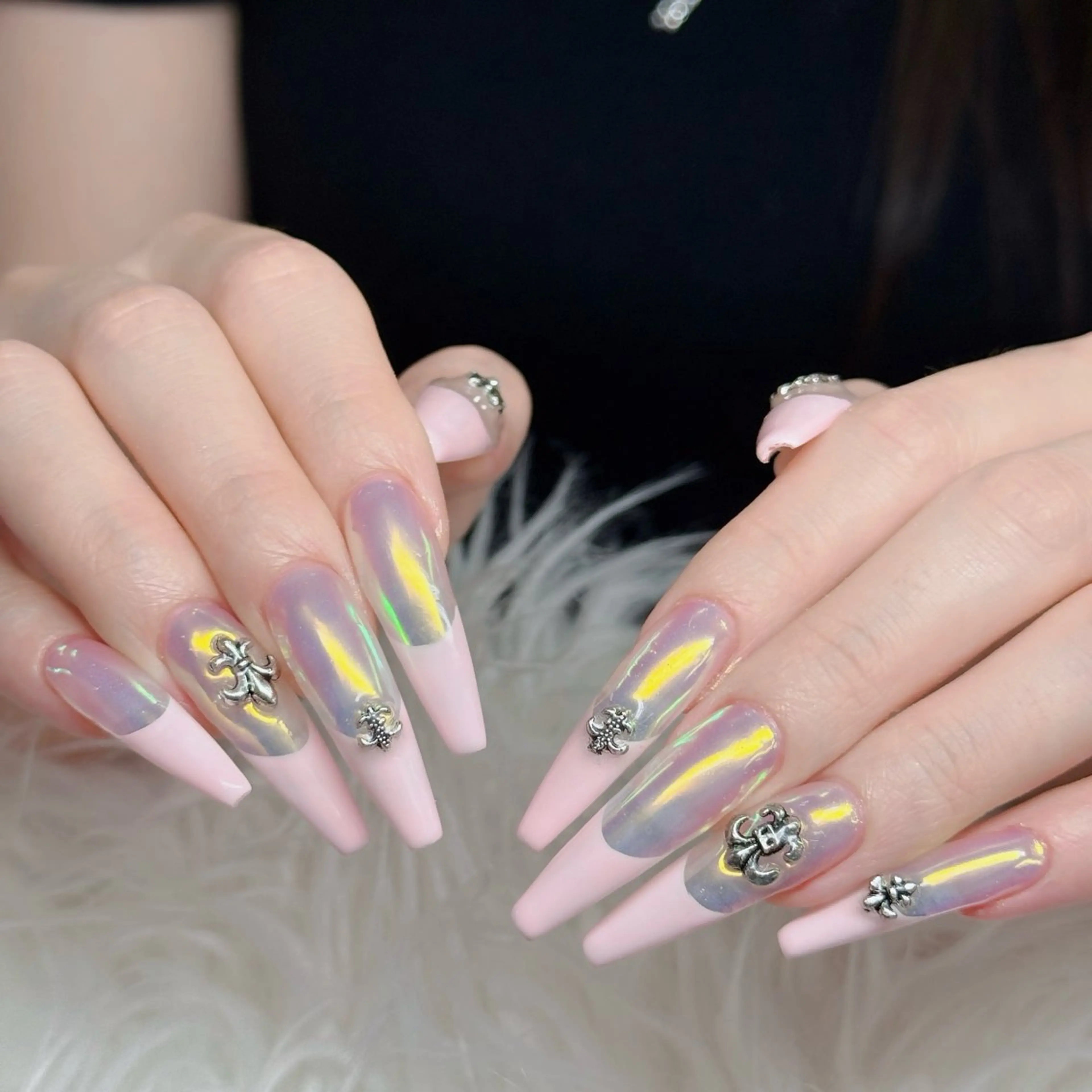ネイル ロングネイル マグネットネイル リボン 夏ネイル スーパーロングネイル ハンドネイル Hani nailsalonのネイルデザイン