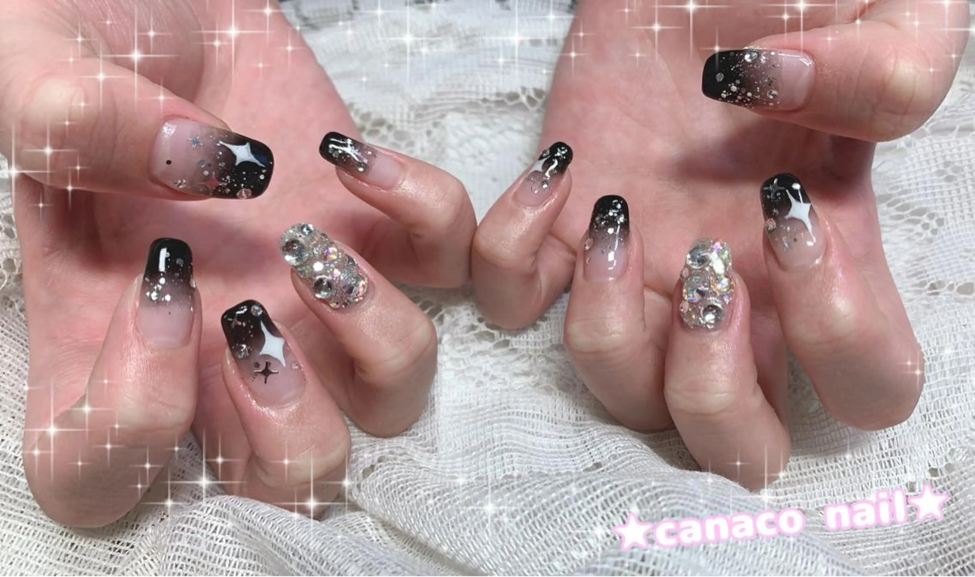 ネイル アートネイル ジェルネイル グラデーション パラジェル ストーンネイル Felice所属・ベテランネイル cnc nailのネイルデザイン