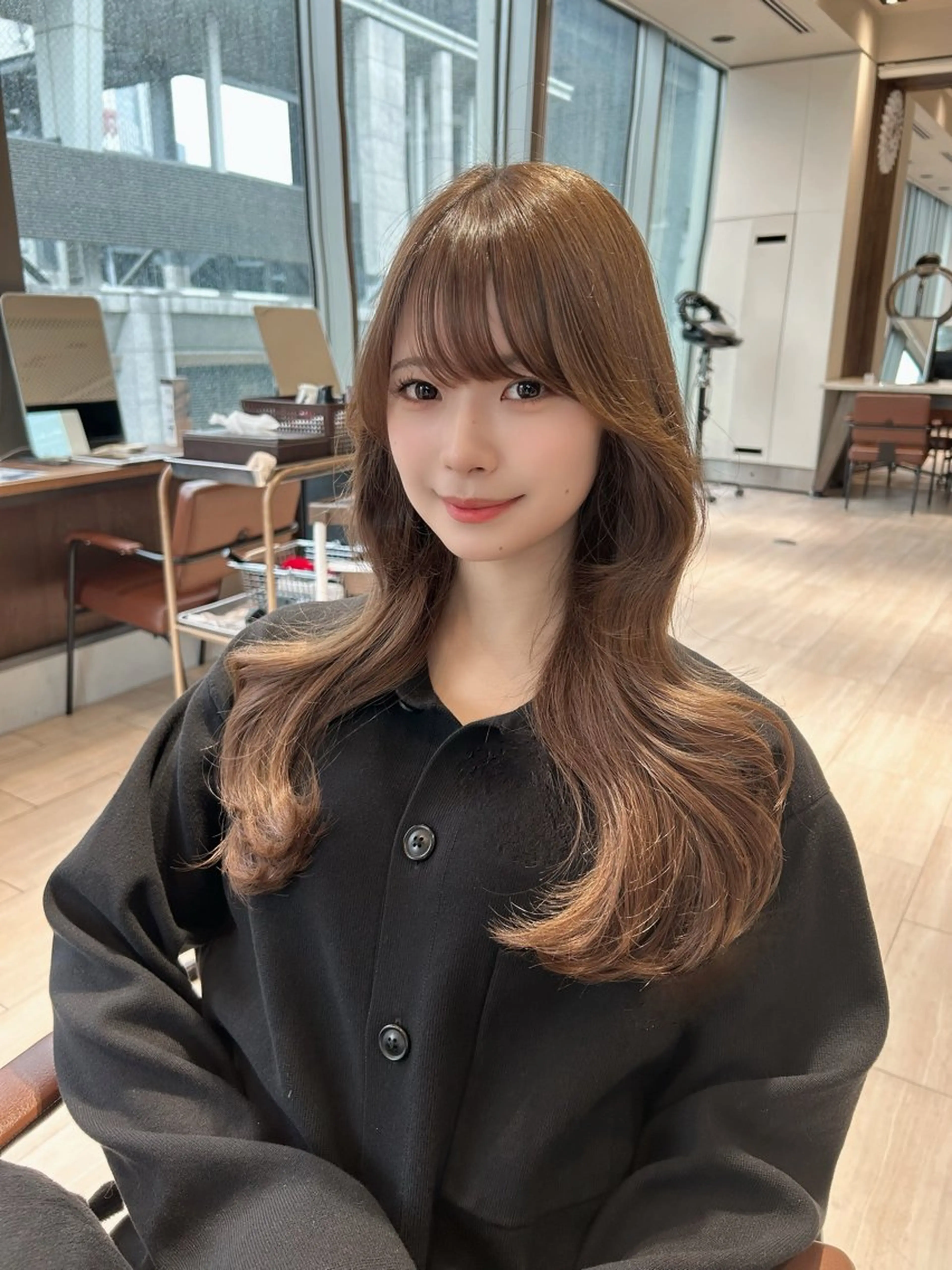 ロング カット ヘアカラー トリートメント ✂︎大竹美侑／レイヤ ー／顔まわりカットのヘアスタイル