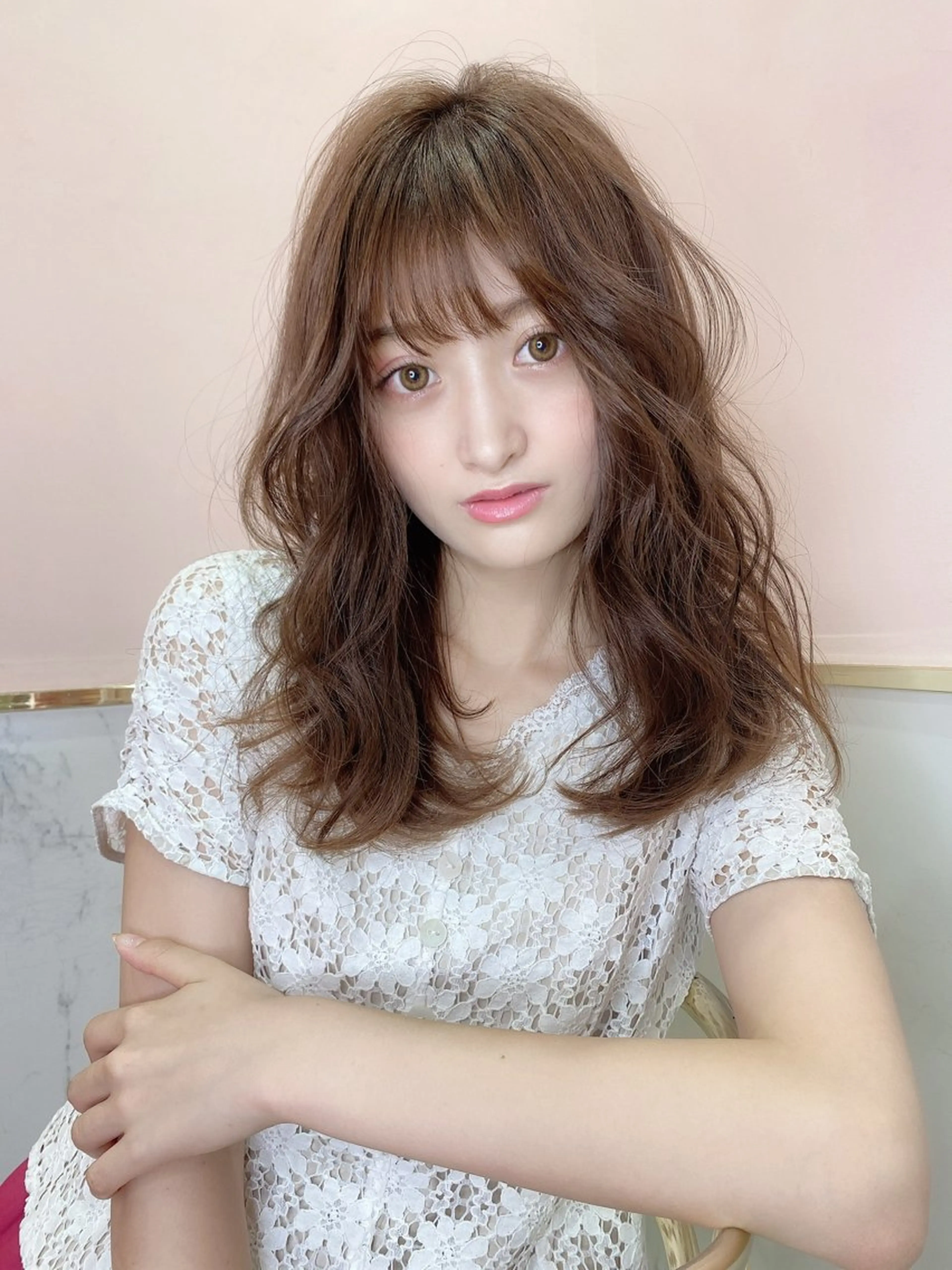 セミロング カラー 髪質改善 トリートメント 韓国風/ワンホンヘア 髪質改善/MaCoのヘアスタイル