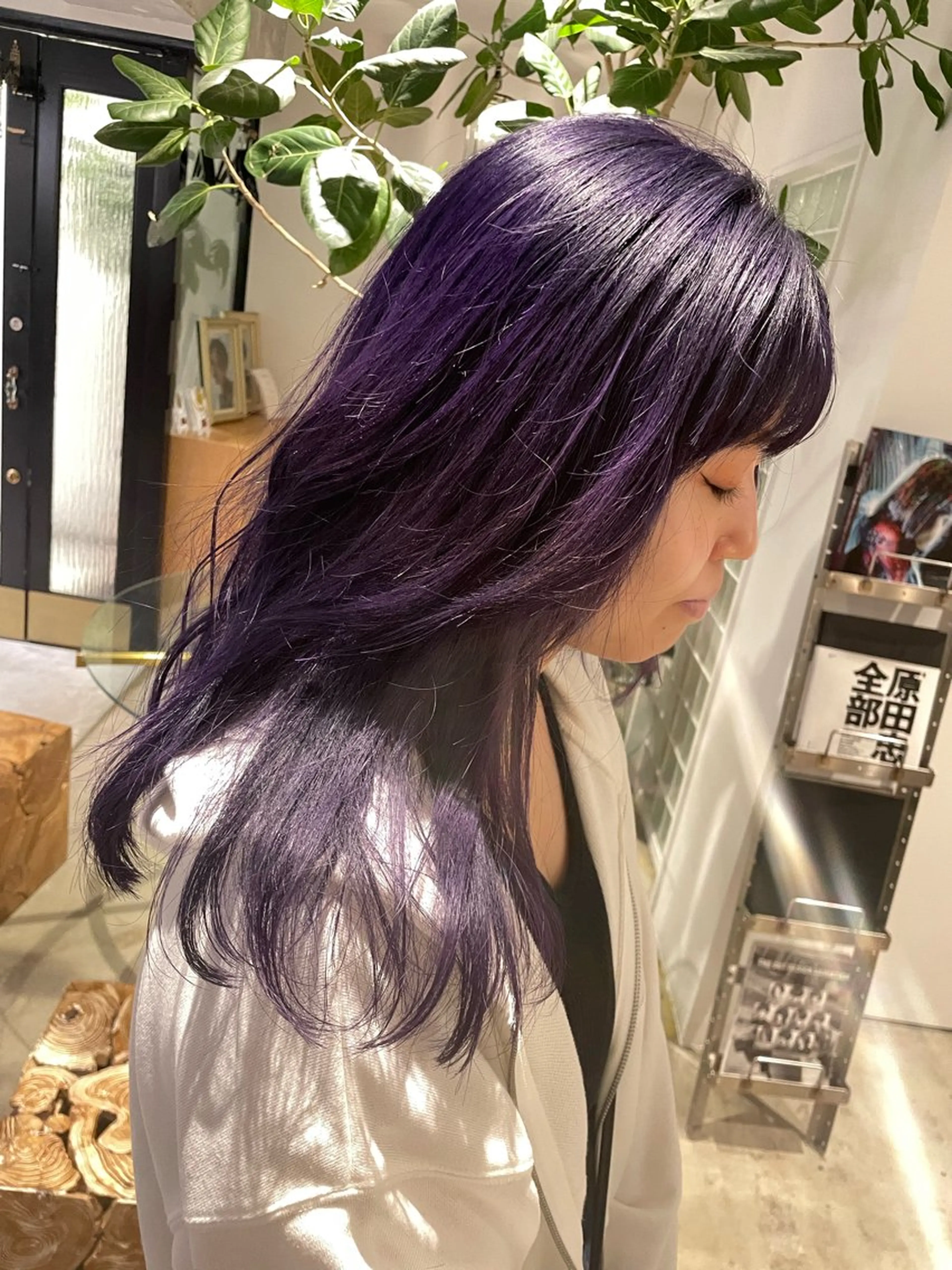 セミロング カラー アッシュ ハイトーンカラー ラベンダーカラー シルバー 暗髪/レイヤーカット /透明感/SUのヘアスタイル