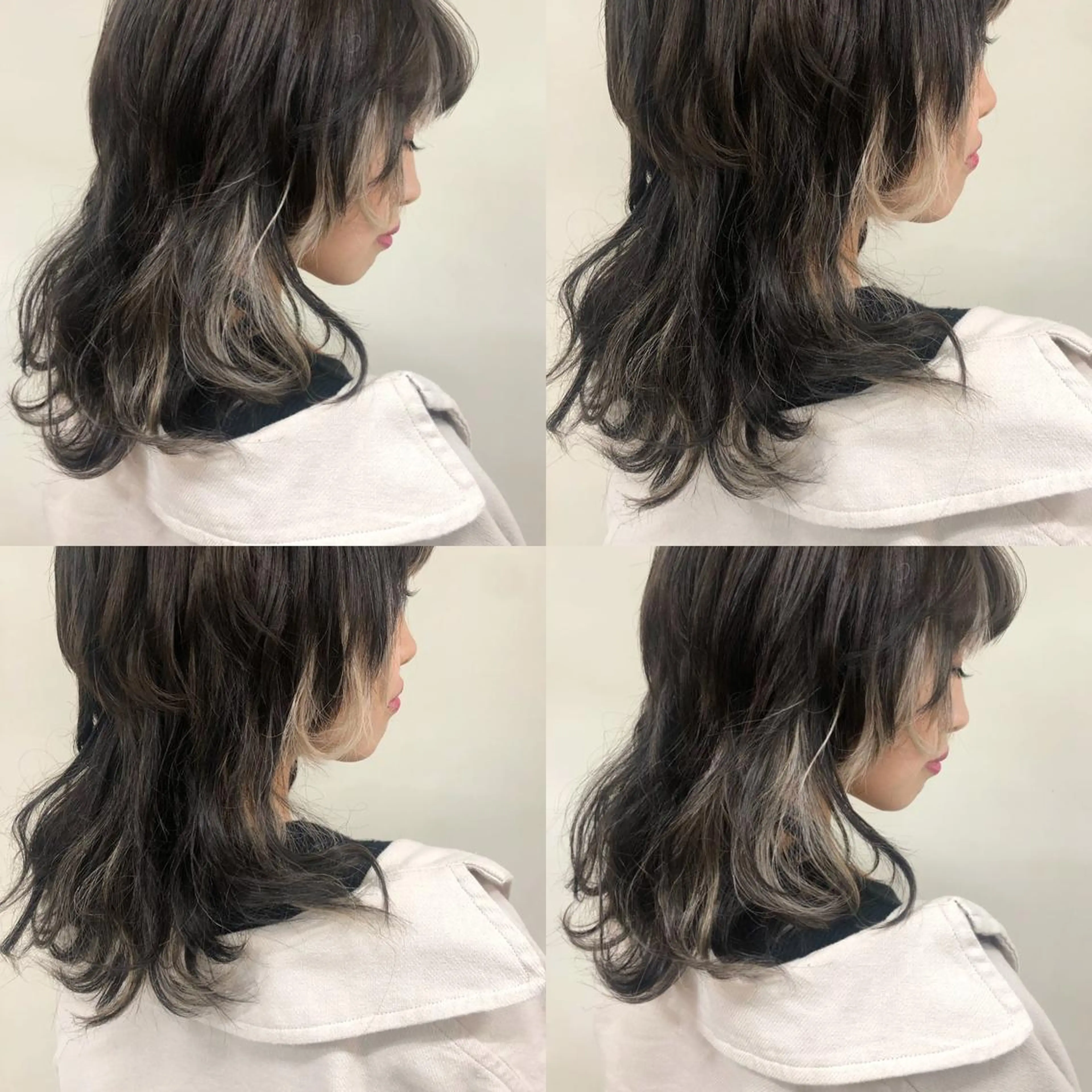 セミロング ウルフカット カット エクステ エクステ ハイトーン 💭黒崎ハルカのヘアスタイル