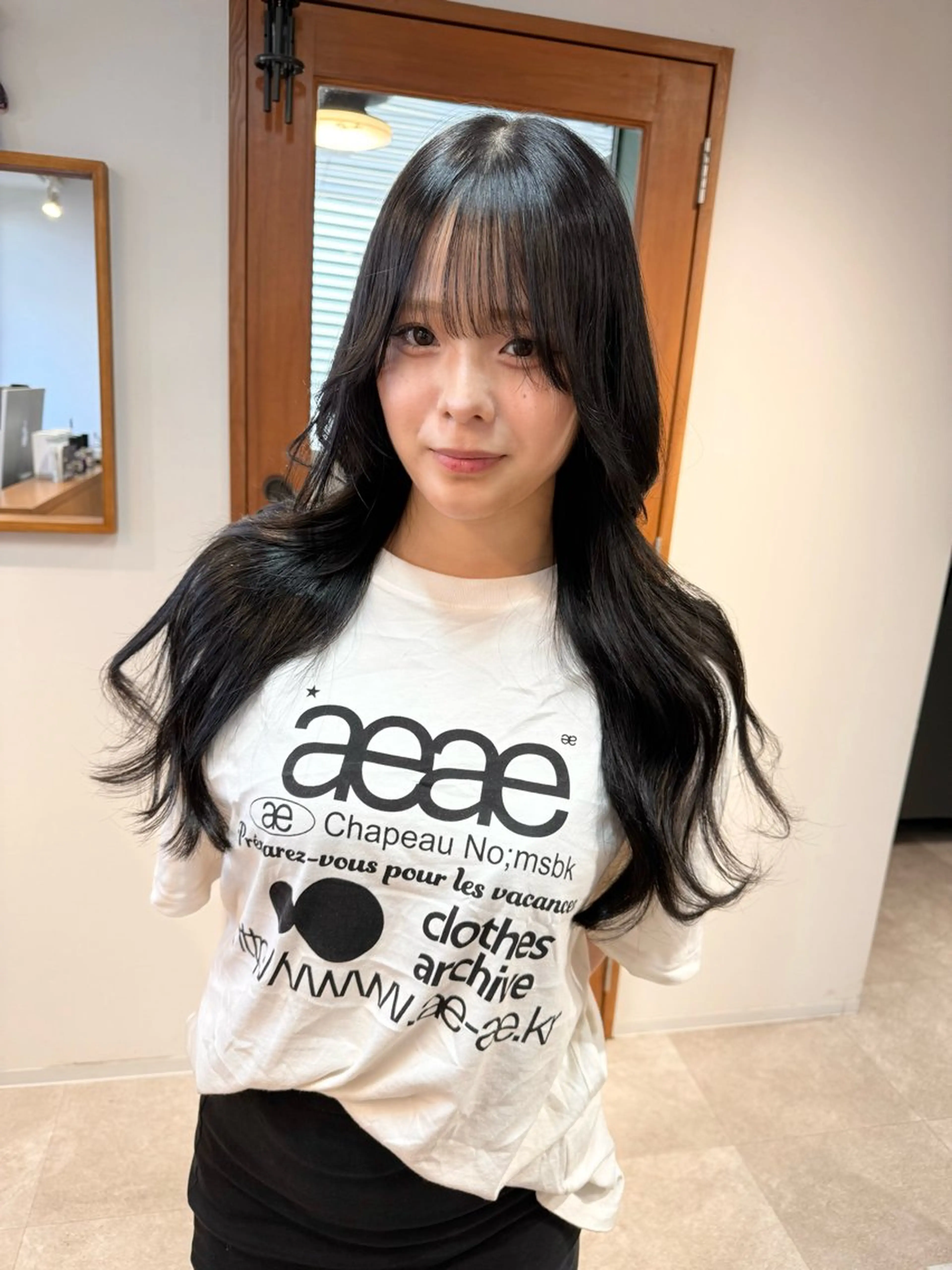 ロング カラー 黒髪 くびれヘア レイヤーカット 岡本 太陽☀️のヘアスタイル