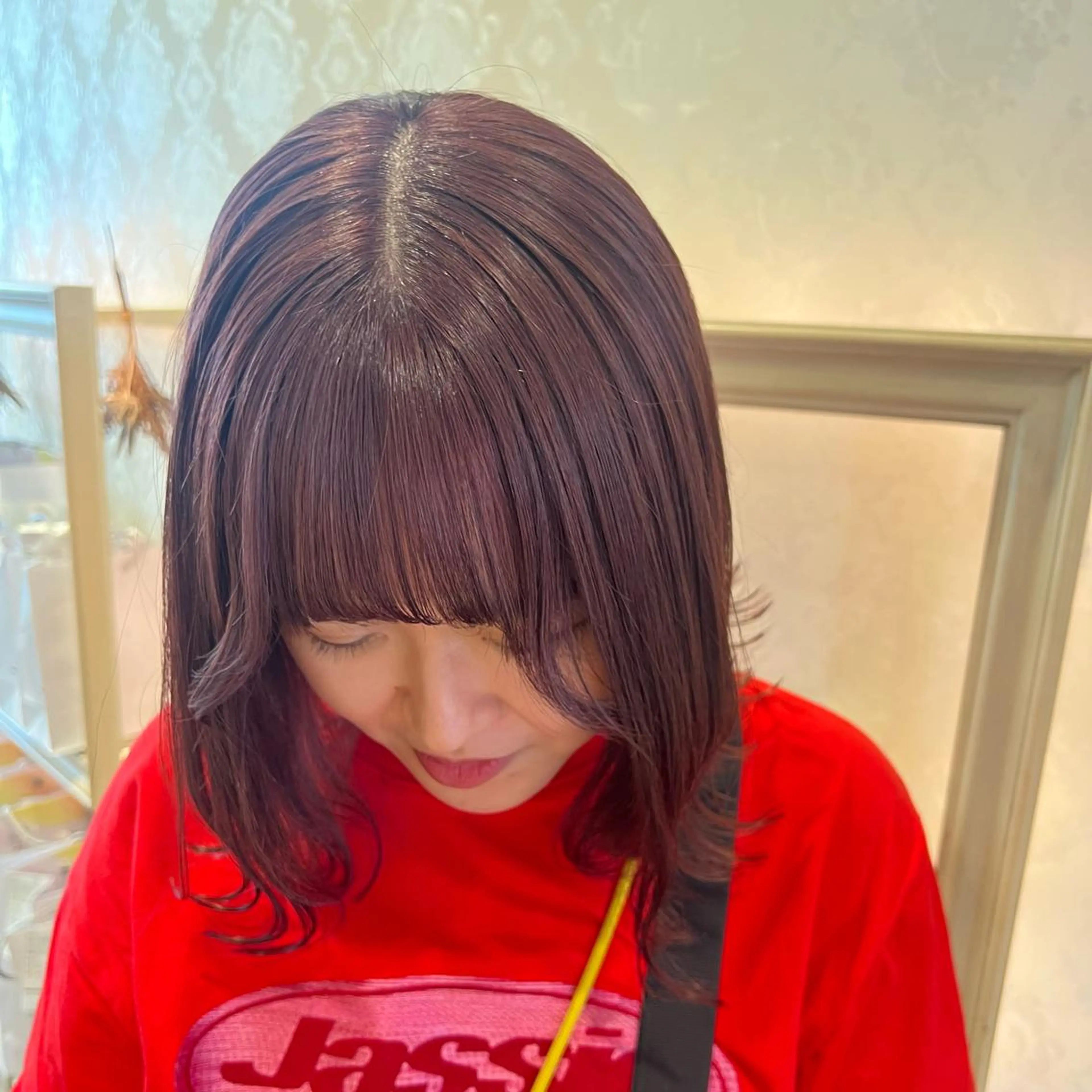 セミロング カラー ブラウンカラー ピンクカラー ピンクブラウン ヘアカラー SALOWIN川崎WEST店所属・🌷川崎/アレンジ/ 暖色ボブ/コトネ🌷のヘアスタイル