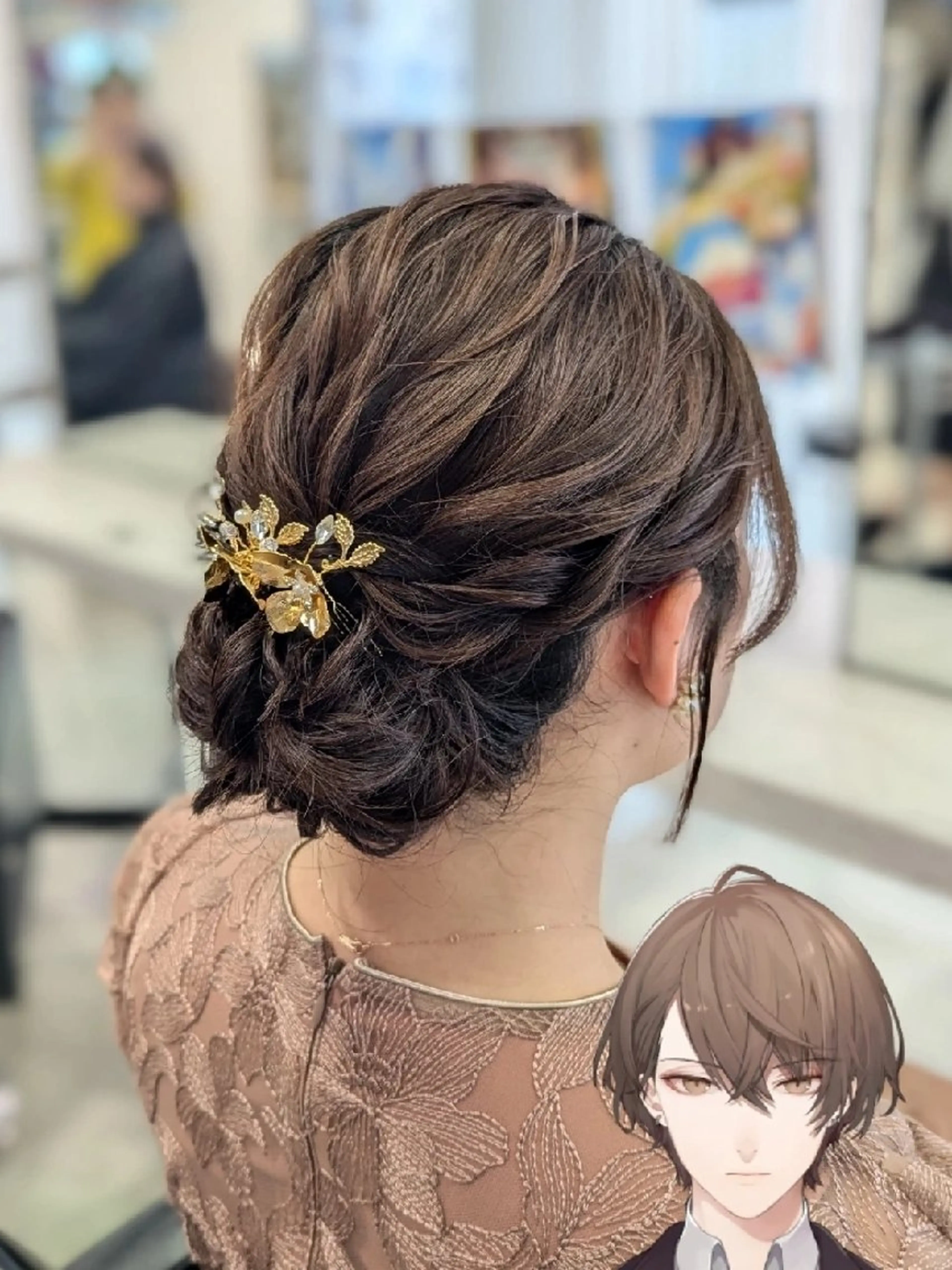 カラー ミディアム ヘアアレンジ 結婚式・ブライダル ブリーチ 推しカラー🦉にじさ んじカラー🌈🕒✨のヘアスタイル