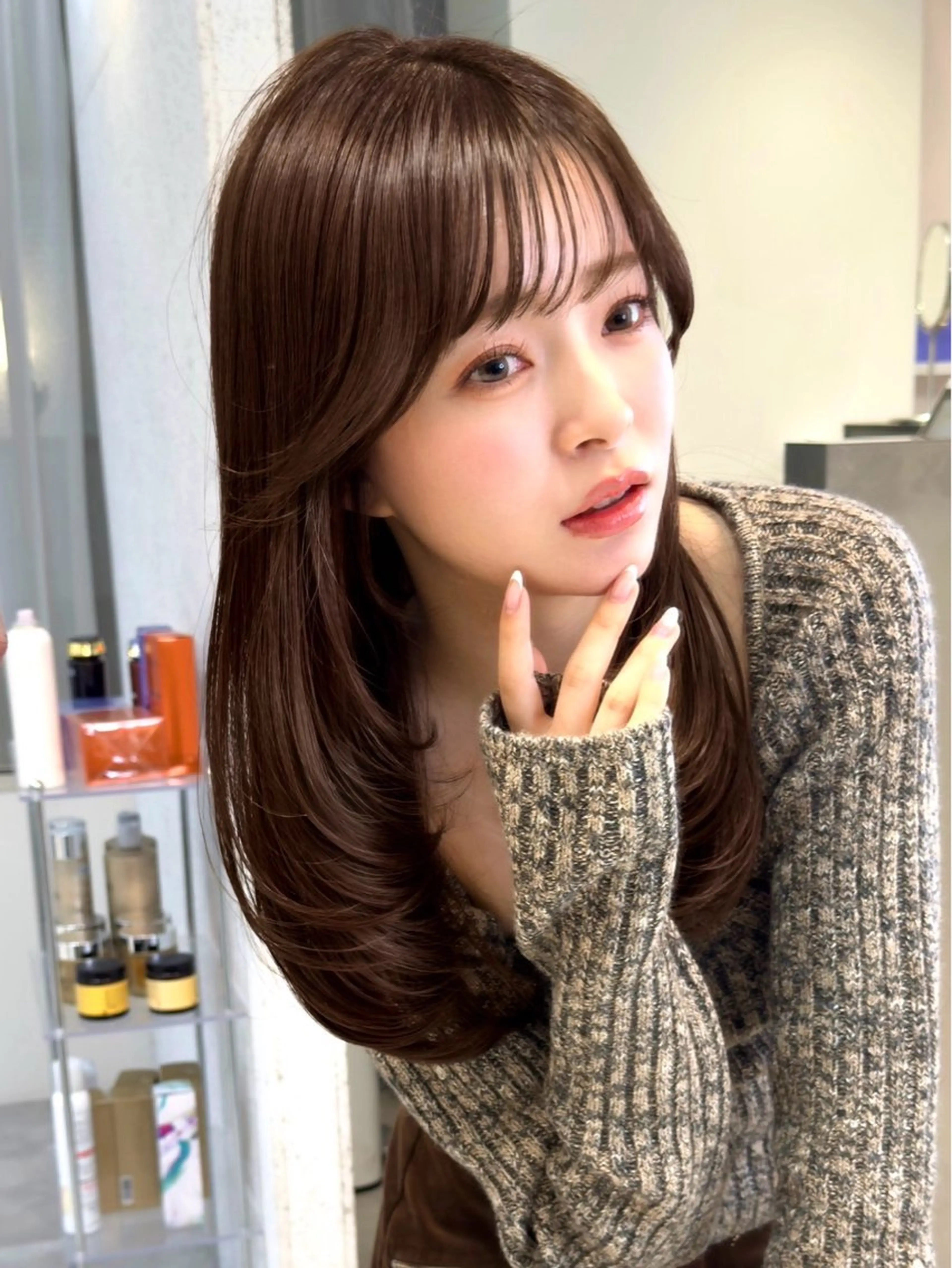 セミロング 艶髪ブリーチ 永井竜也のヘアスタイル