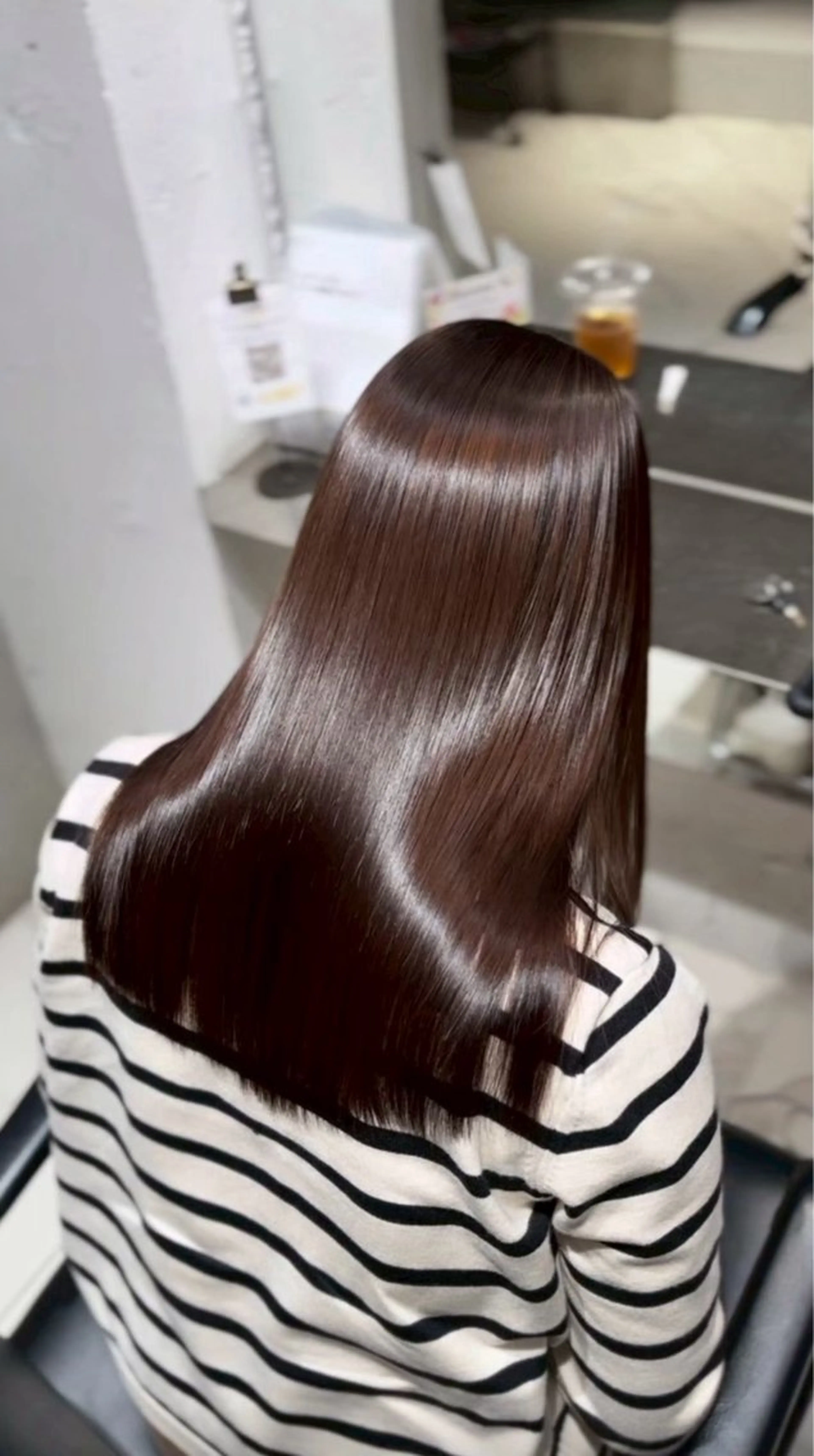 セミロング カラー パーマ 髪質改善 トリートメント ゆあ♡ 髪質改善×美髪矯正のヘアスタイル