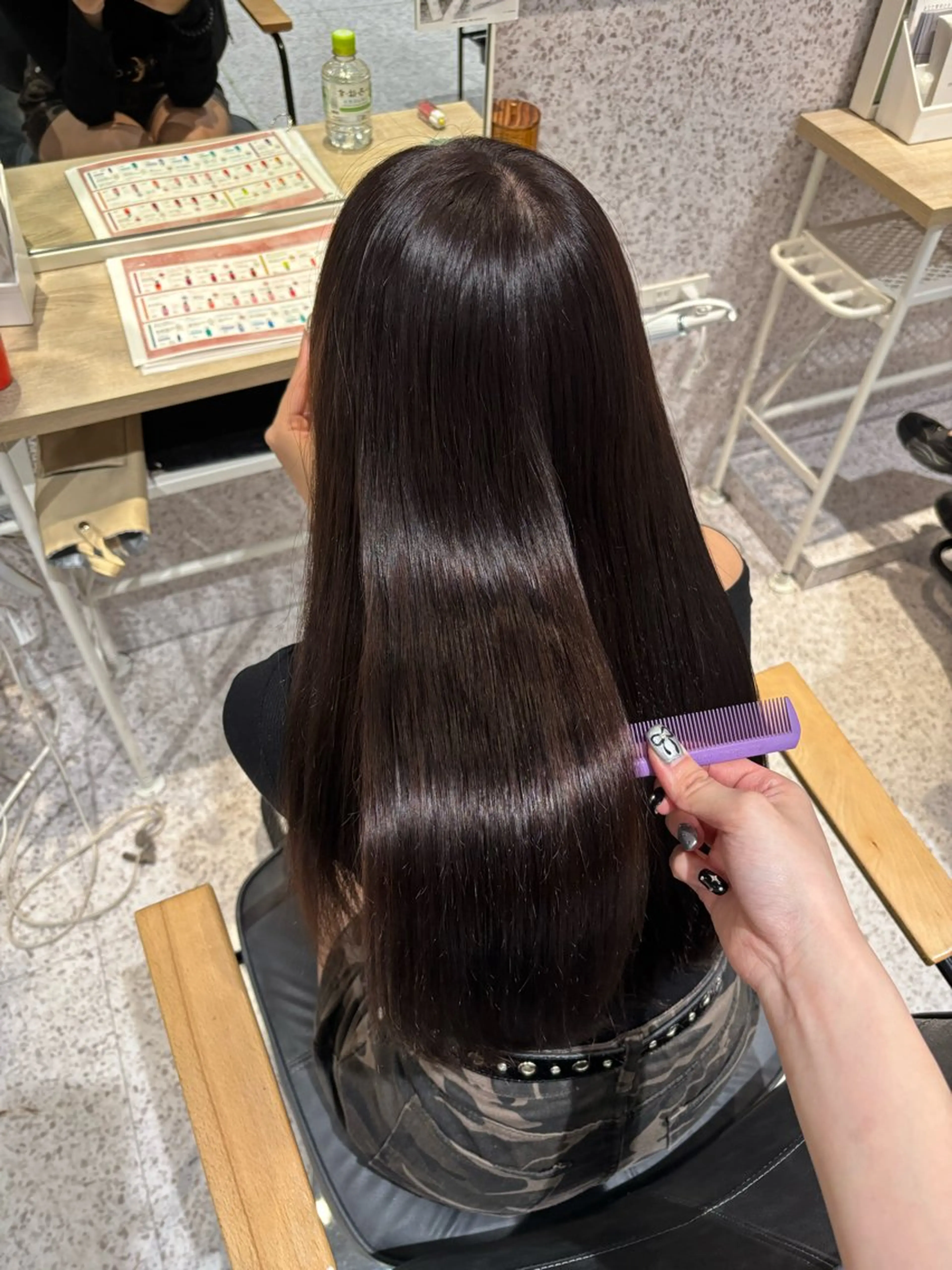 ロング カラー ブラウンカラー ショコラブラウン ダブルカラー イヤリングカラー ハイライトカラー ヘアカラー トリートメント 暖色カラー/ パリジェンヌ💟みくのヘアスタイル