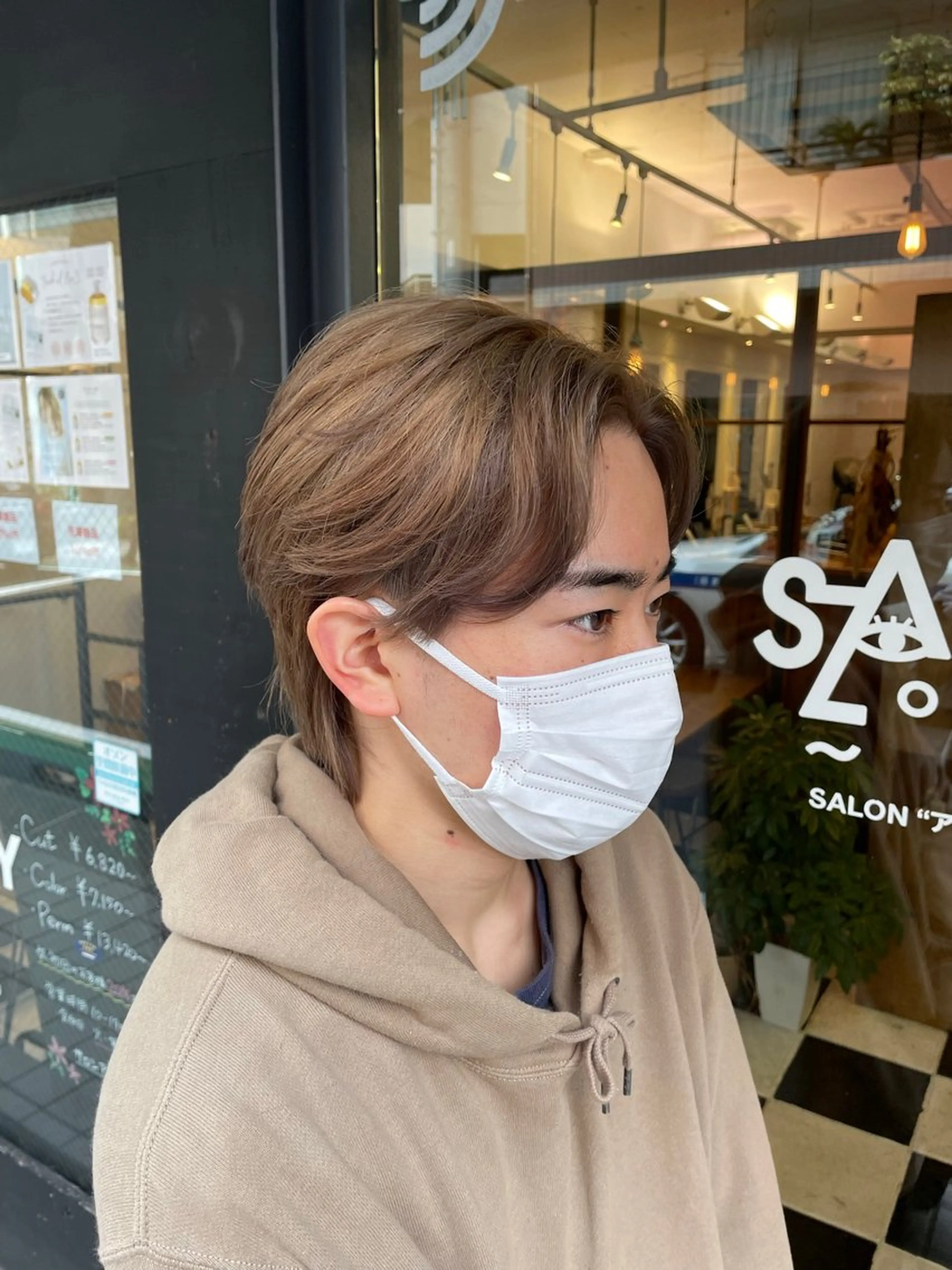 カラー メンズ ベージュカラー ミルクティーベージュ カット ヘアカラー ⚡️学芸大学 川上拓真⚡️のヘアスタイル