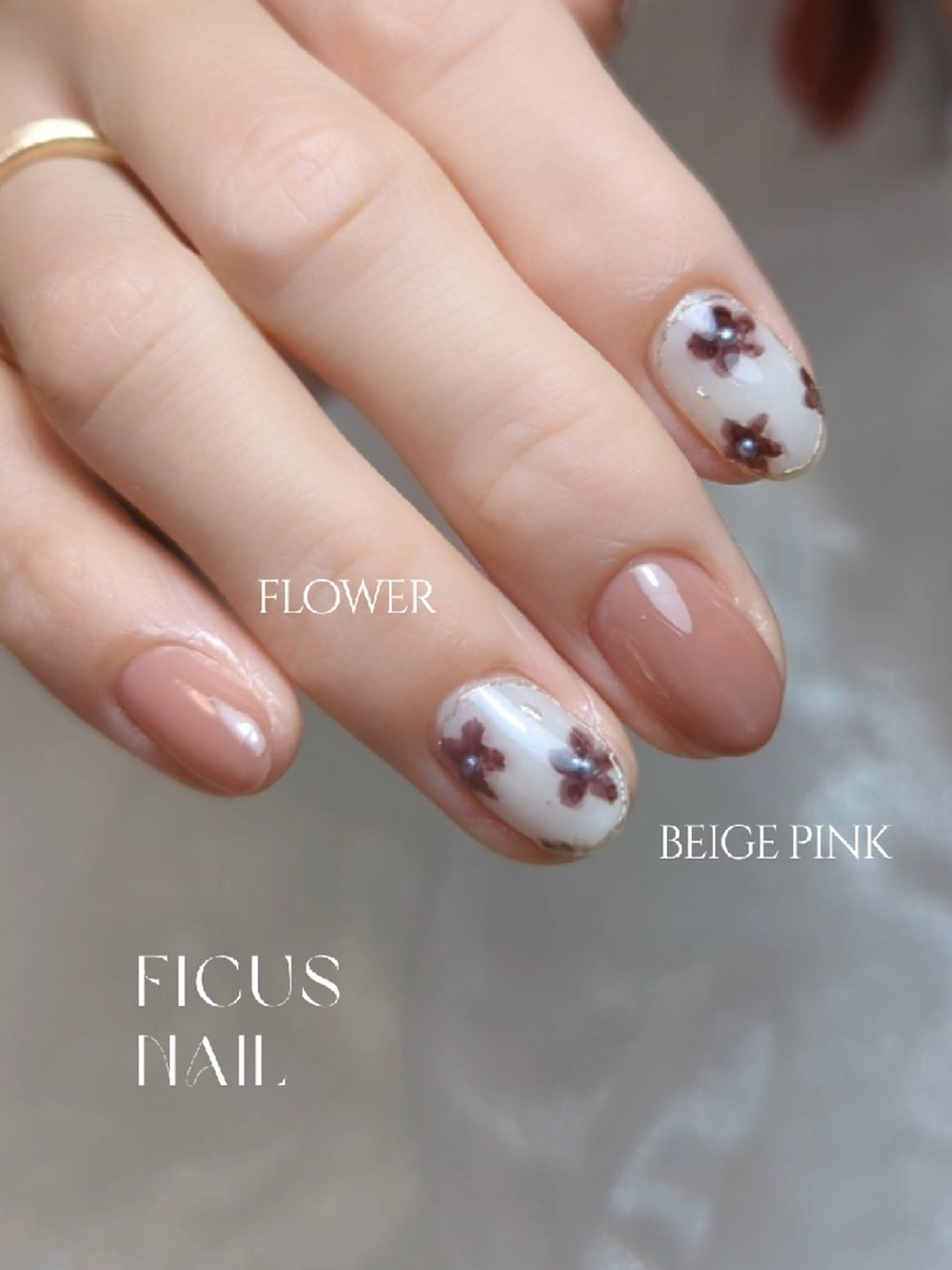 ネイル フラワーネイル オフィスネイル ピンク ショートネイル シンプルネイル ハンドネイル ficus nailのネイルデザイン