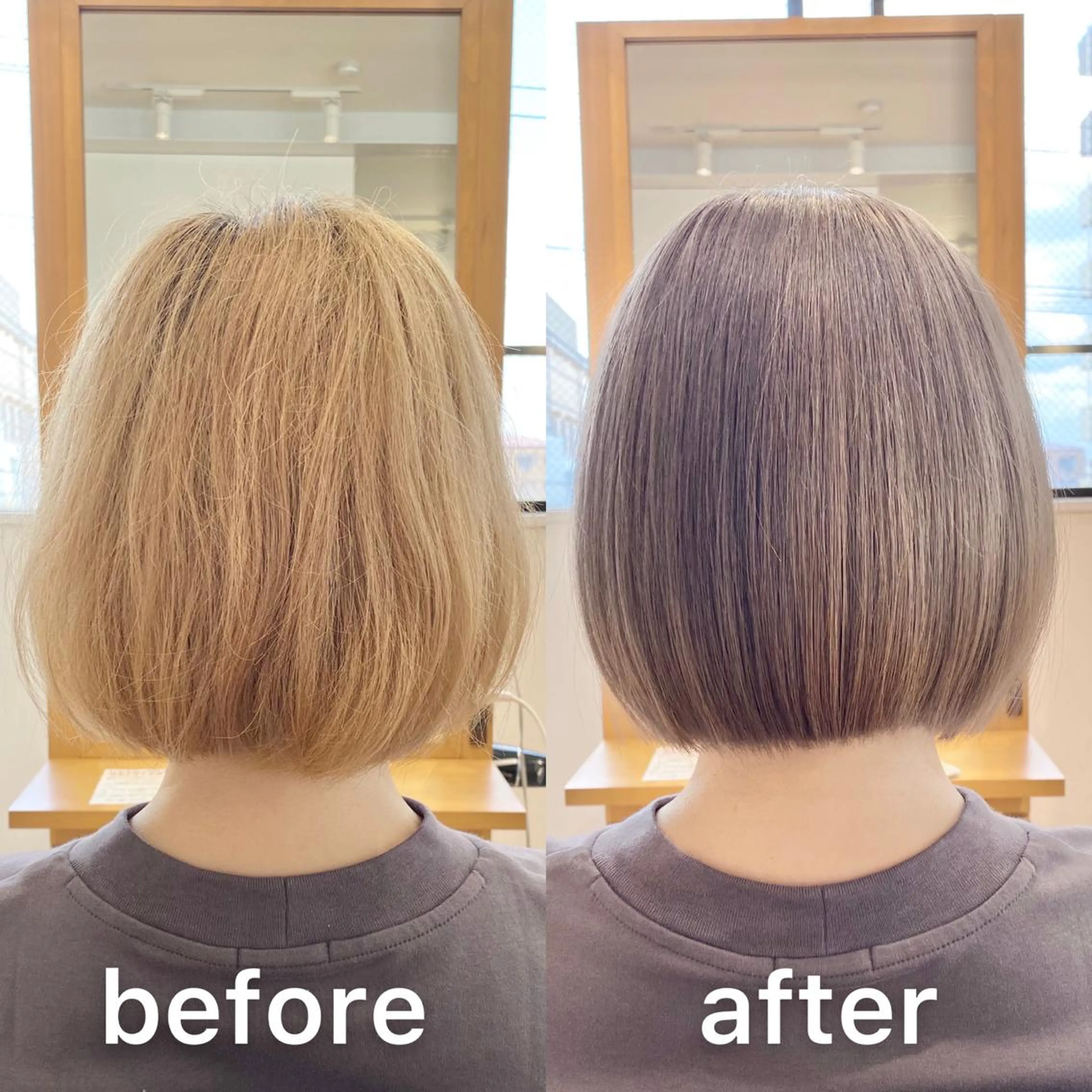 ショート カラー ブリーチ 透明感カラー グレージュ ラベンダーカラー ラベンダーグレージュ KIZU 髪質改善 オカルト怪談のヘアスタイル