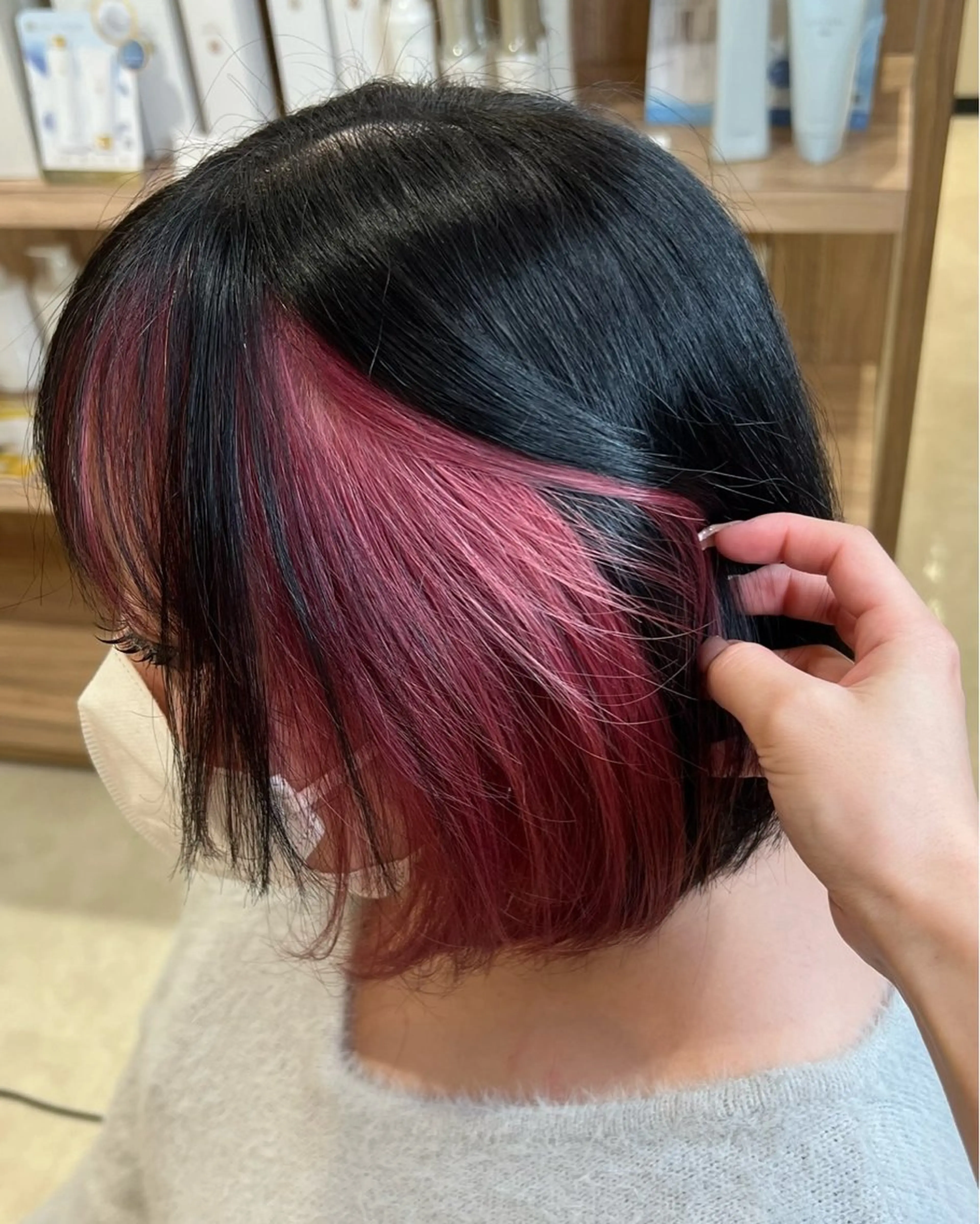 ミディアム カラー ブリーチ ケアブリーチ インナーカラー milk tea るかのヘアスタイル