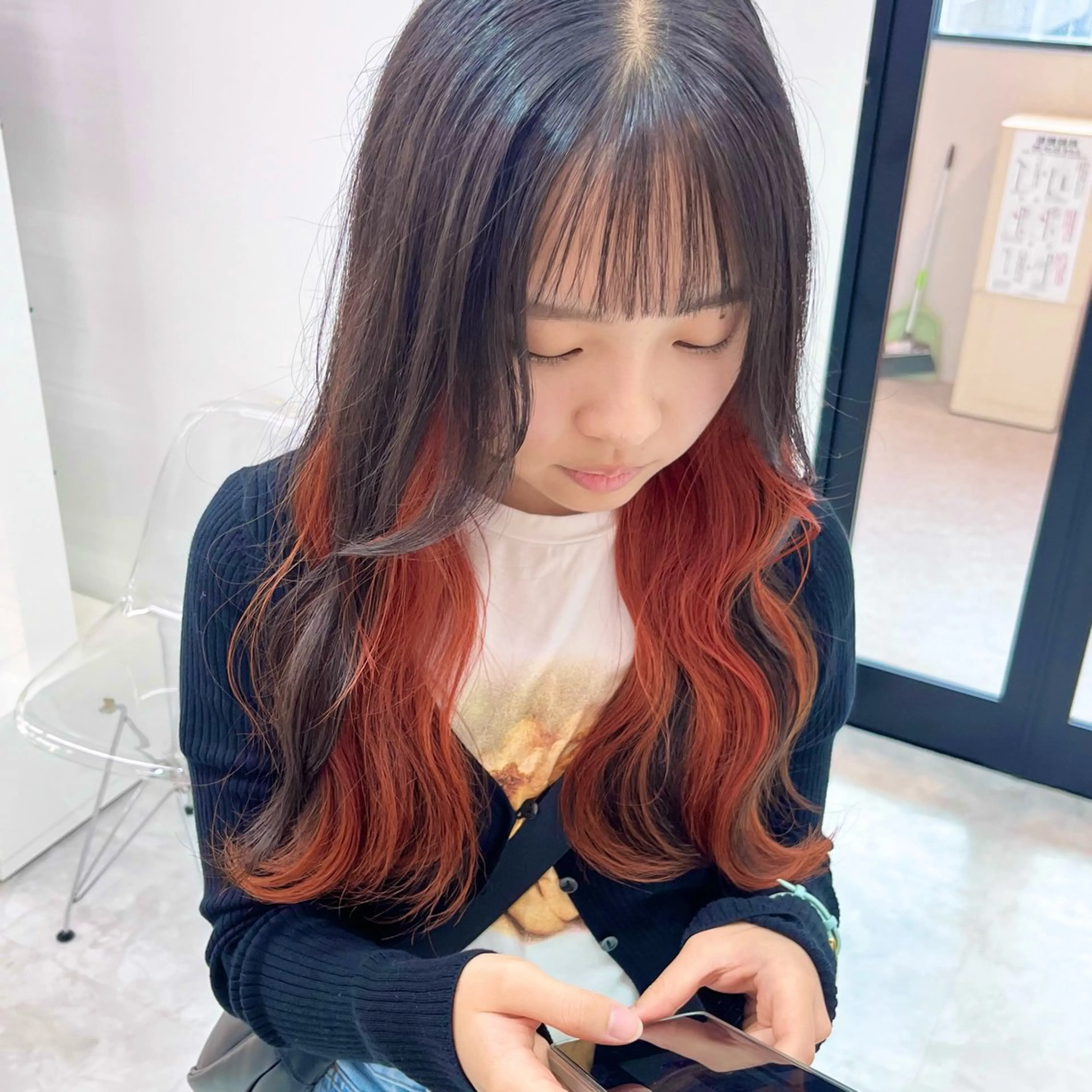ロング カラー ヘアアレンジ 🎀韓国ヘア🎀 𝐬𝐚𝐫𝐚🎀のヘアスタイル