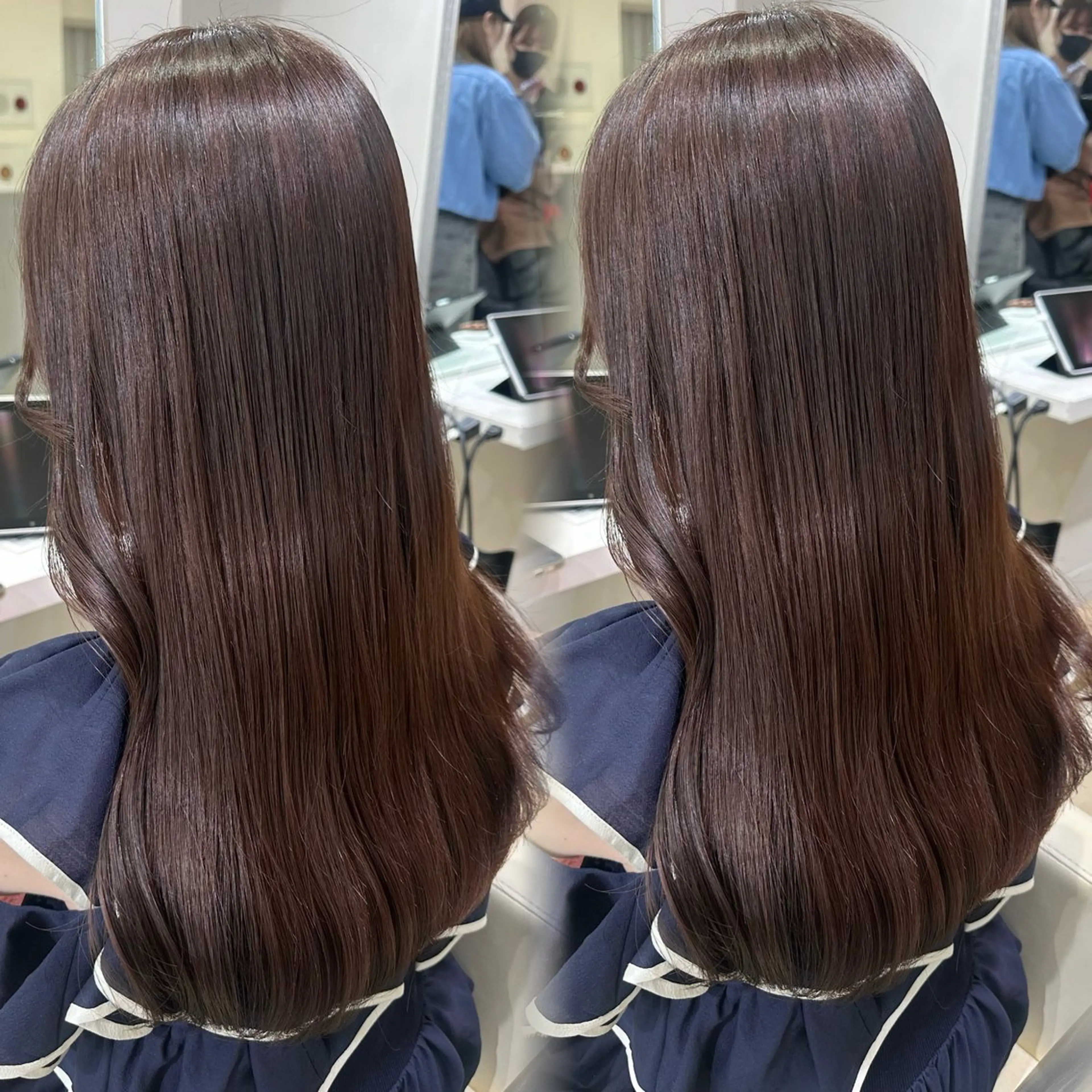 ロング カラー ブリーチ ブラウンカラー チョコレートブラウン ブリーチなしカラー カット ヘアカラー 🎀艶髪/韓国❤︎ 新宿Kanaのヘアスタイル