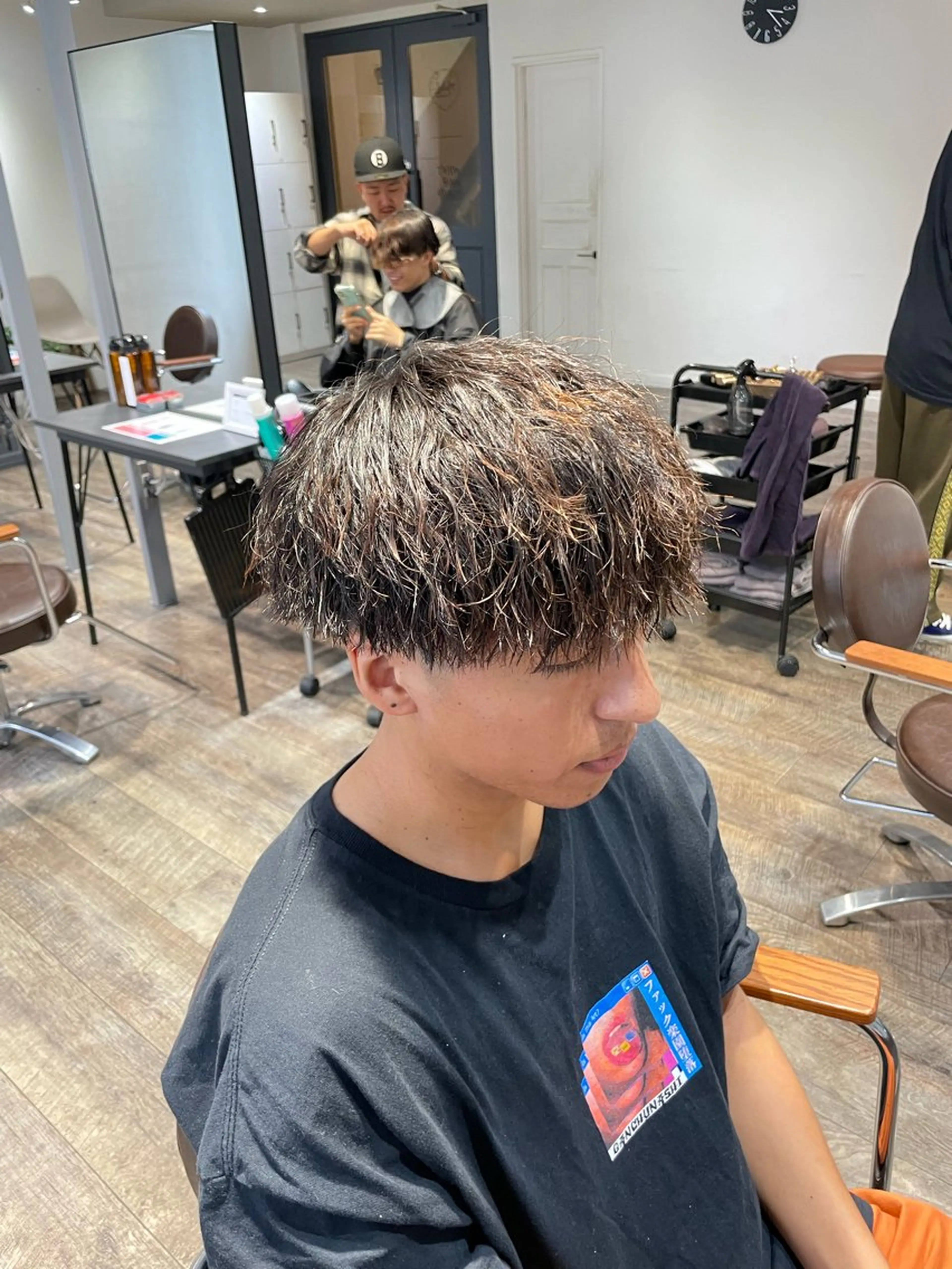 ショート パーマ メンズ カット パーマ ヘアセット メンズ/メンズパーマ /心斎橋/新地政紀のヘアスタイル