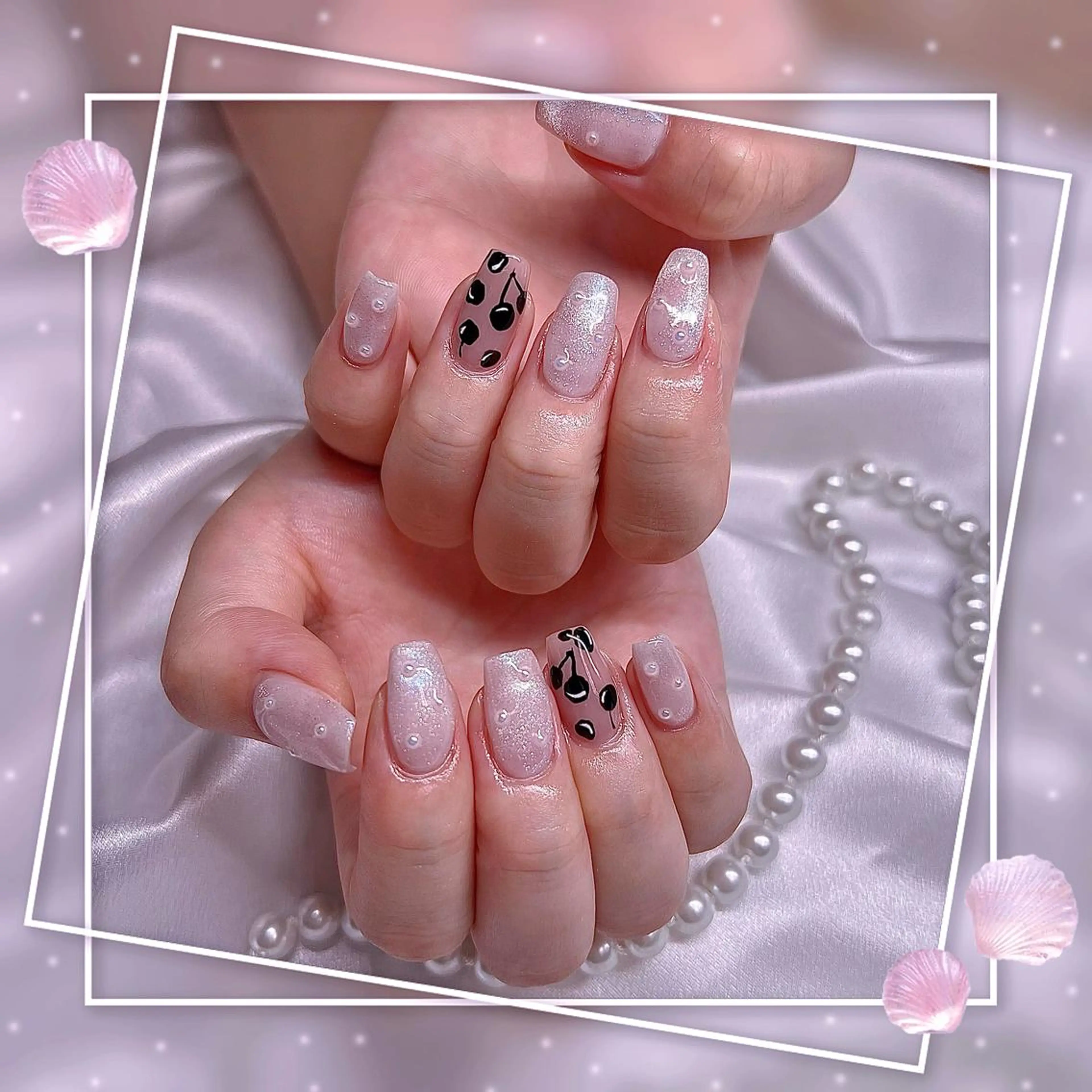 ネイル フレンチネイル キラキラネイル 韓国ネイル マグネットネイル マグネットフレンチ ハンドネイル ハンドケア Chill Nailsalonのネイルデザイン