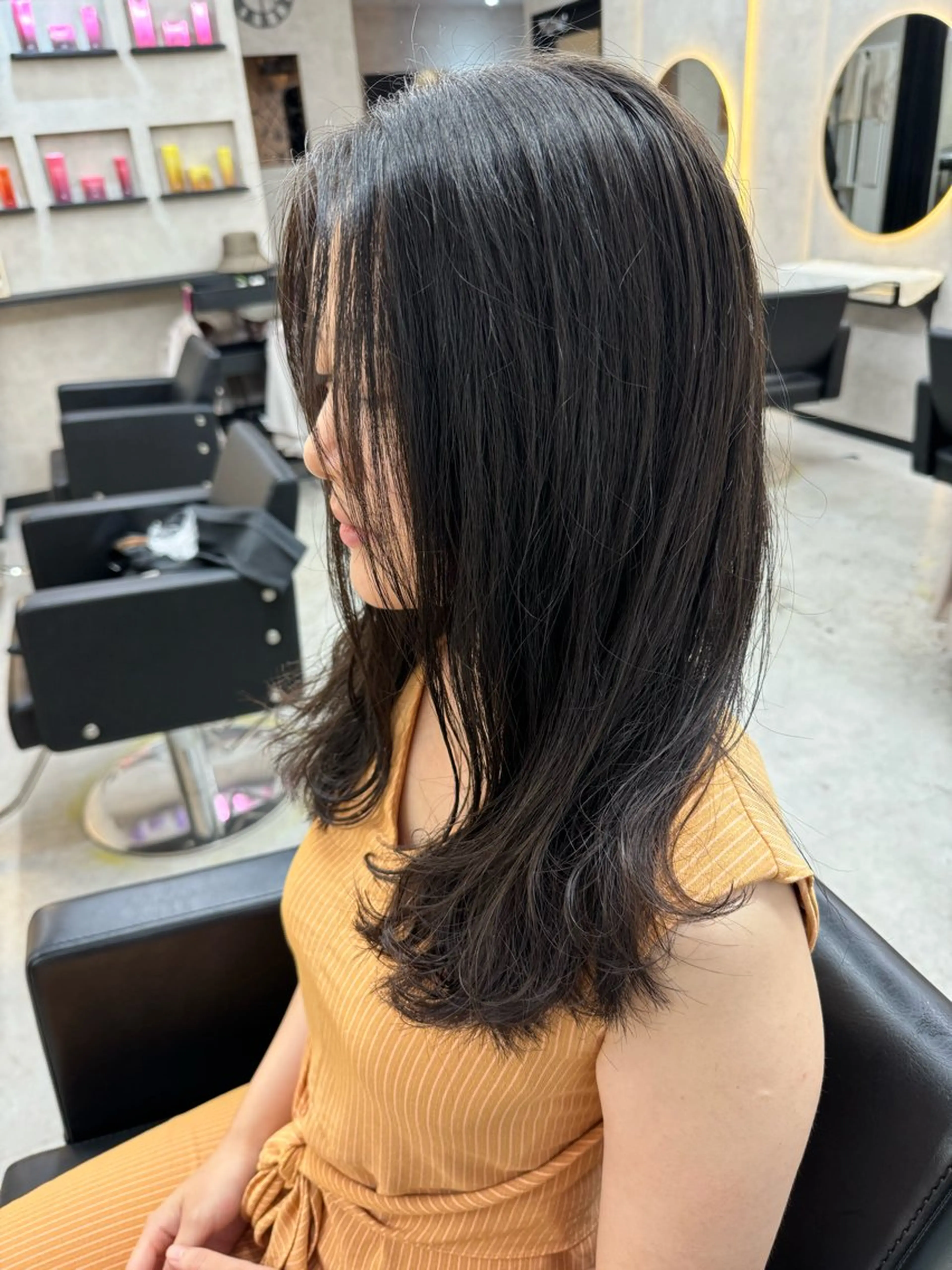 セミロング パーマ セミロングパーマ 福岡 拓実のヘアスタイル
