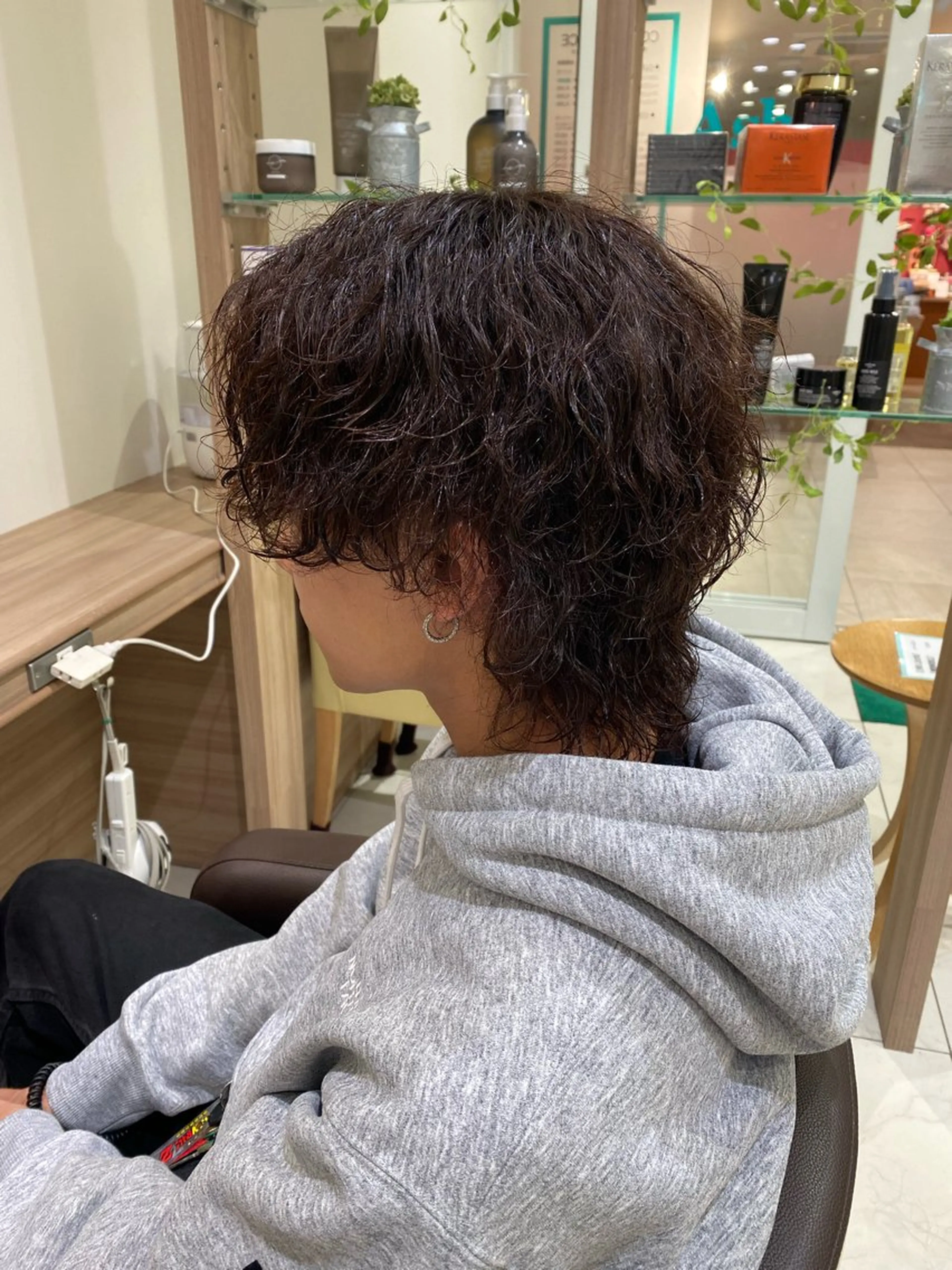 セミロング メンズ カット パーマ 奥村 美郁子のヘアスタイル