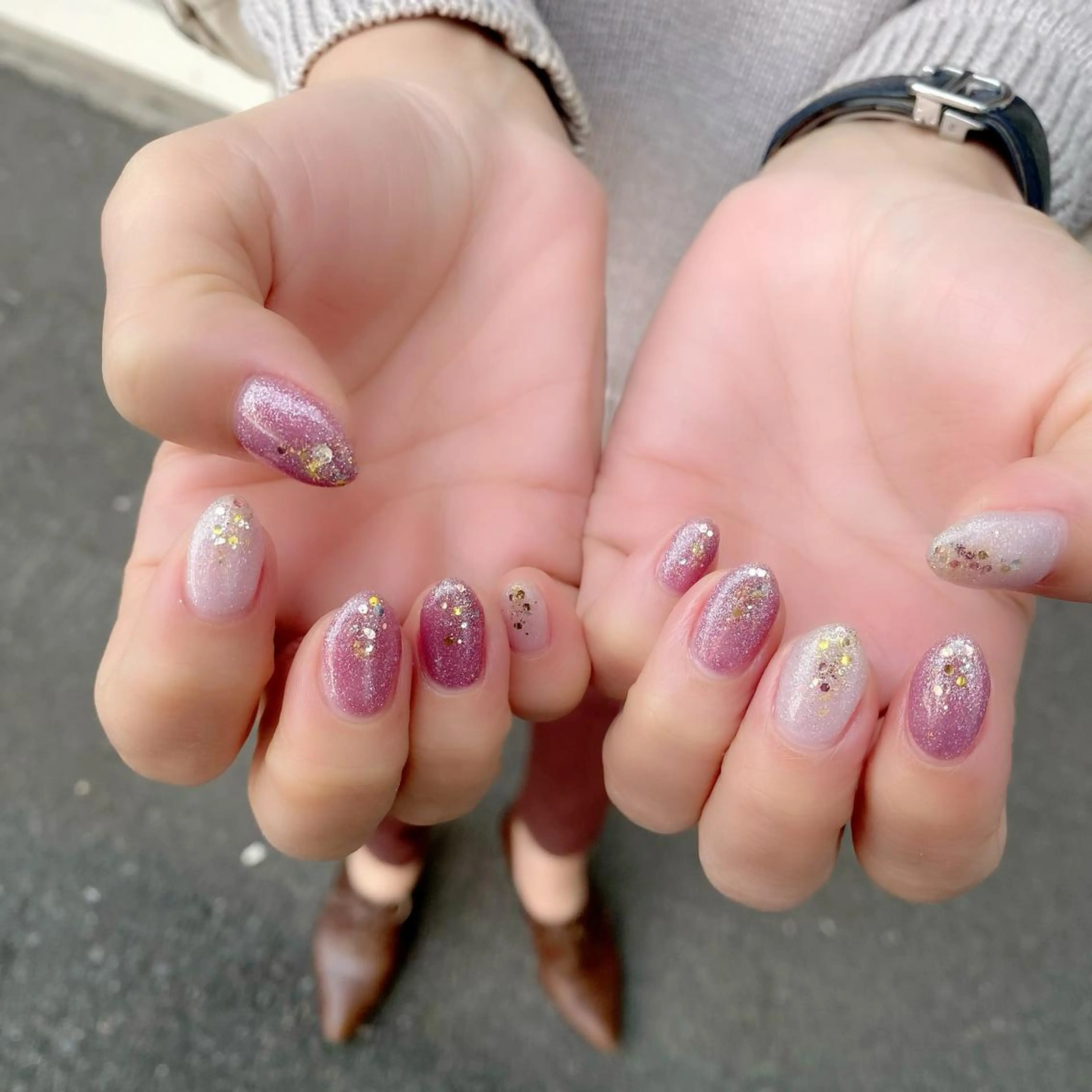 ネイル アートネイル ジェルネイル キラキラネイル 冬ネイル クリスマス ハンドネイル Salon Ｋのネイルデザイン