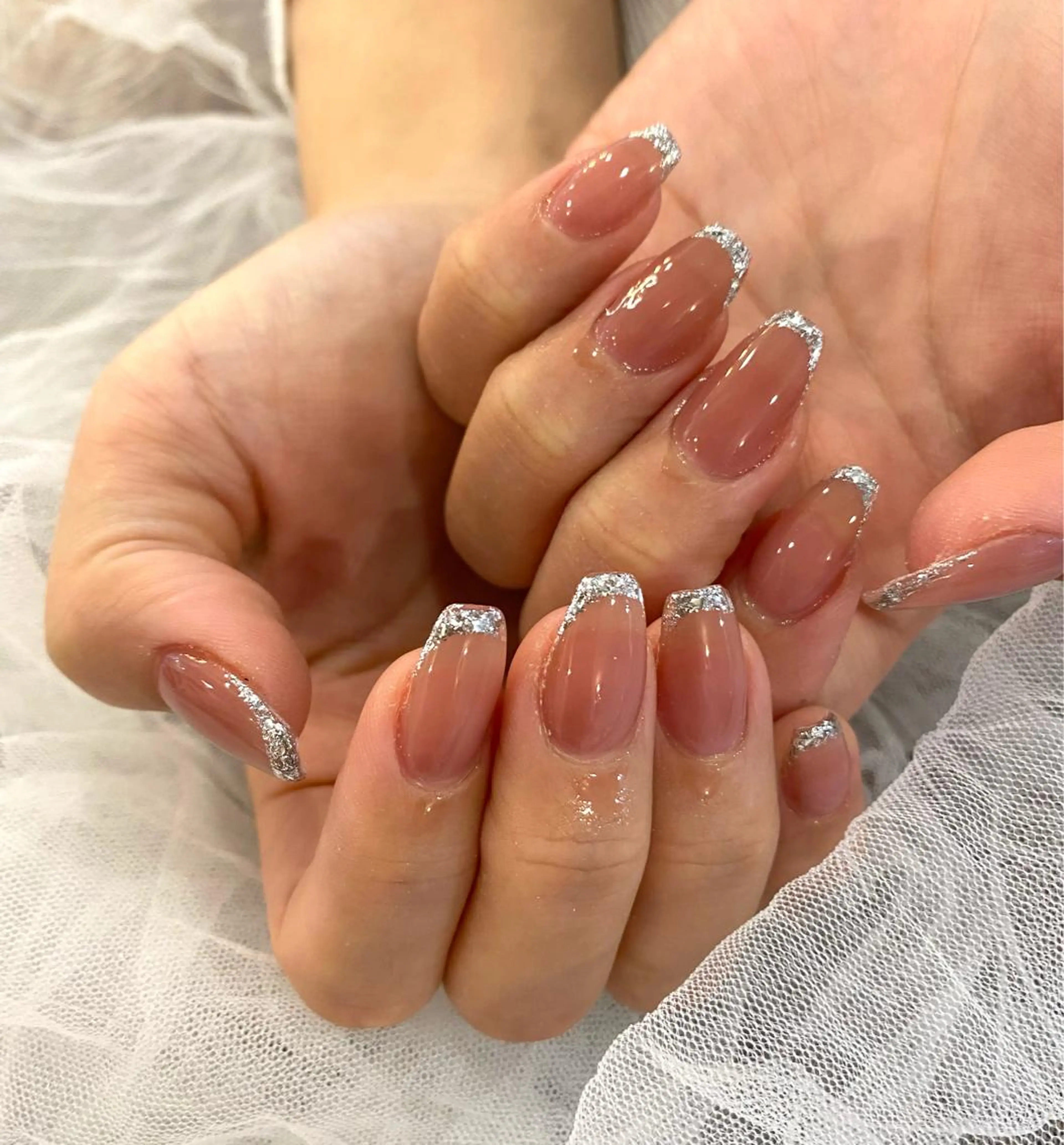 ネイル フレンチネイル ガラスフレンチ ハンドネイル Cleo伏見店🌿 Momokaのネイルデザイン