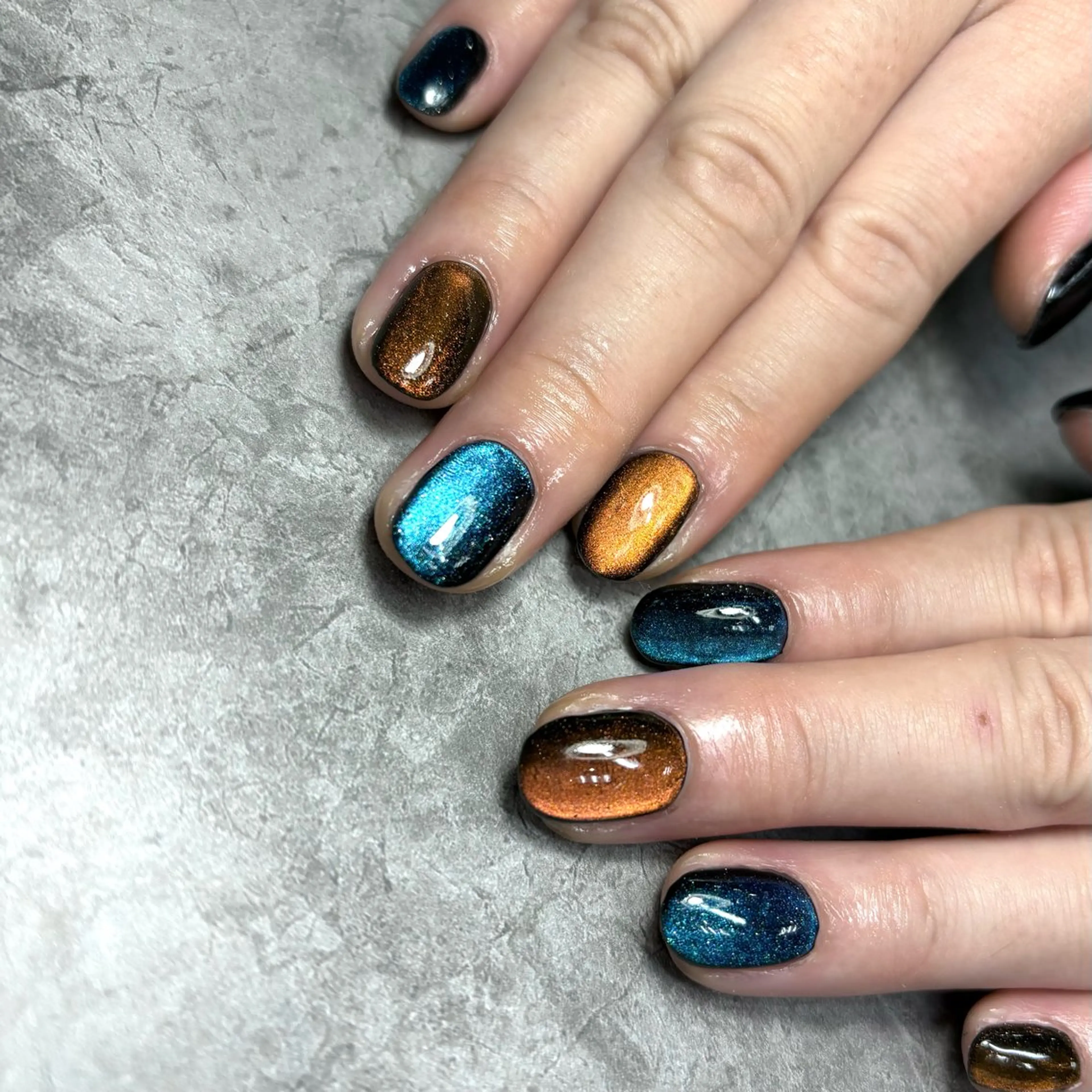 ネイル マグネットネイル マグネットワンカラー ワンカラーネイル ハンドネイル ハンドケア makana nail所属・makananail anjyuのネイルデザイン