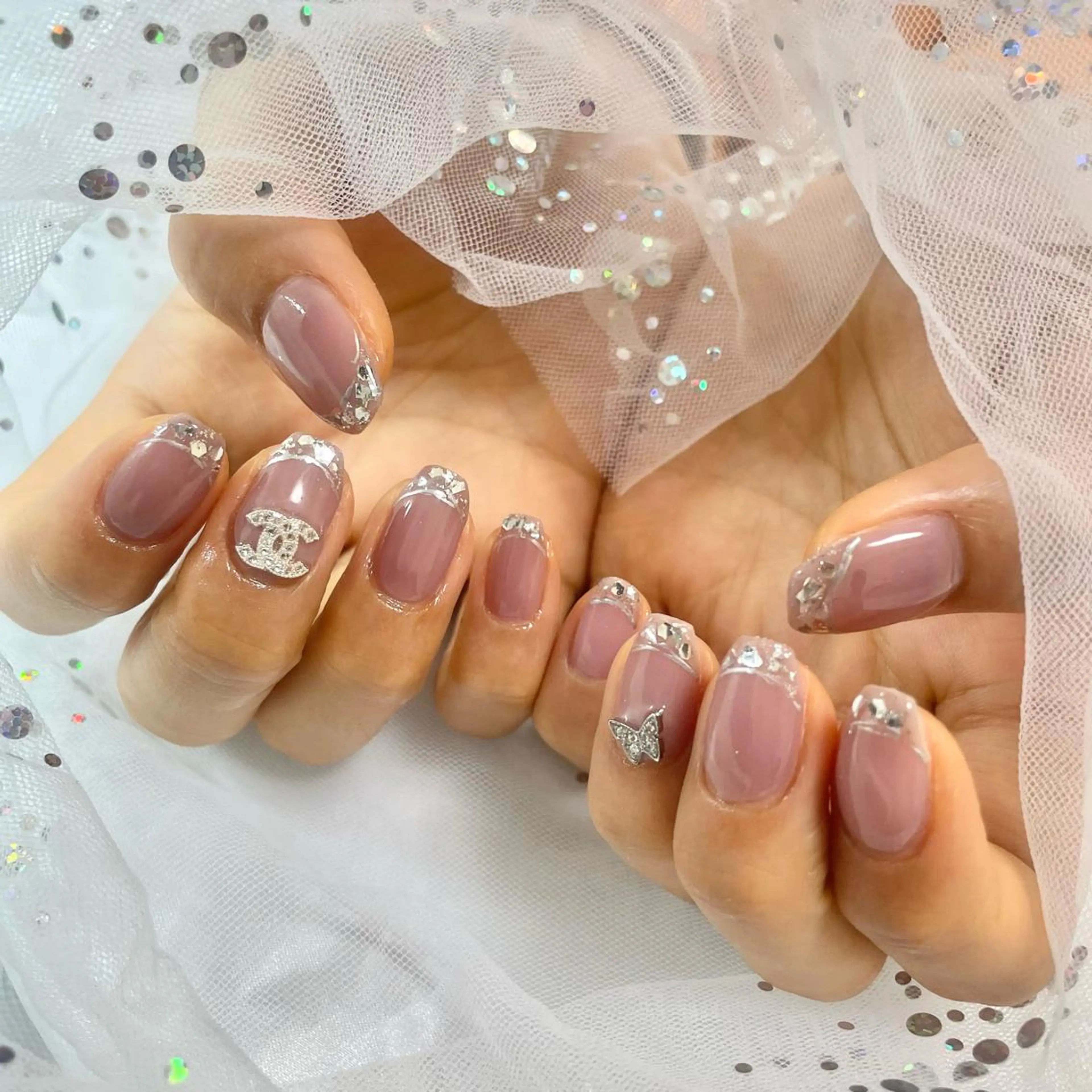 ネイル フレンチネイル ガラスフレンチ 🎀AYAKO 🎀中韓ネイルのネイルデザイン