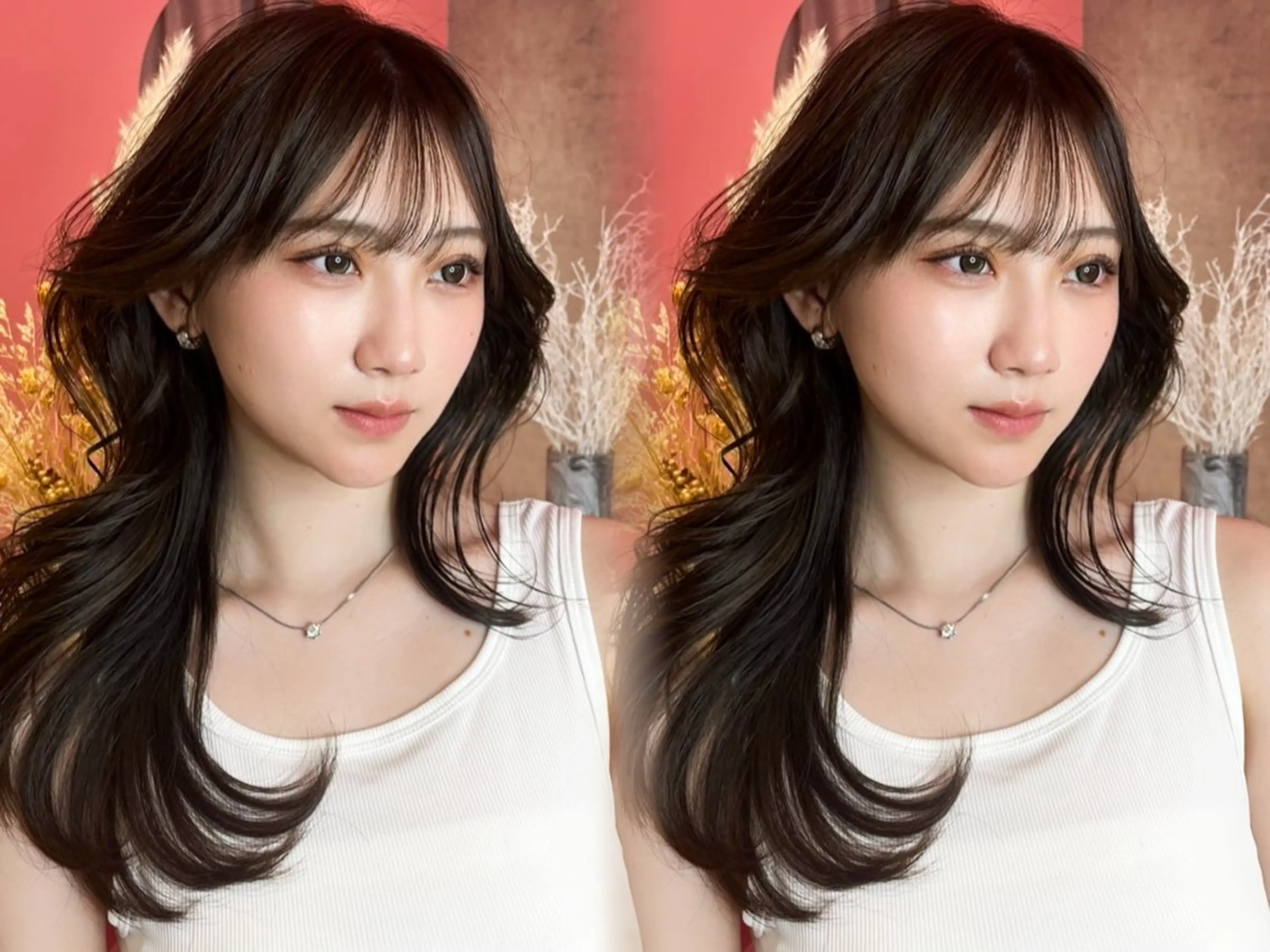 ロング カラー カット ヘアカラー トリートメント ヘッドスパ 山崎/ボブ縮毛矯正 レイヤー髪質改善のヘアスタイル