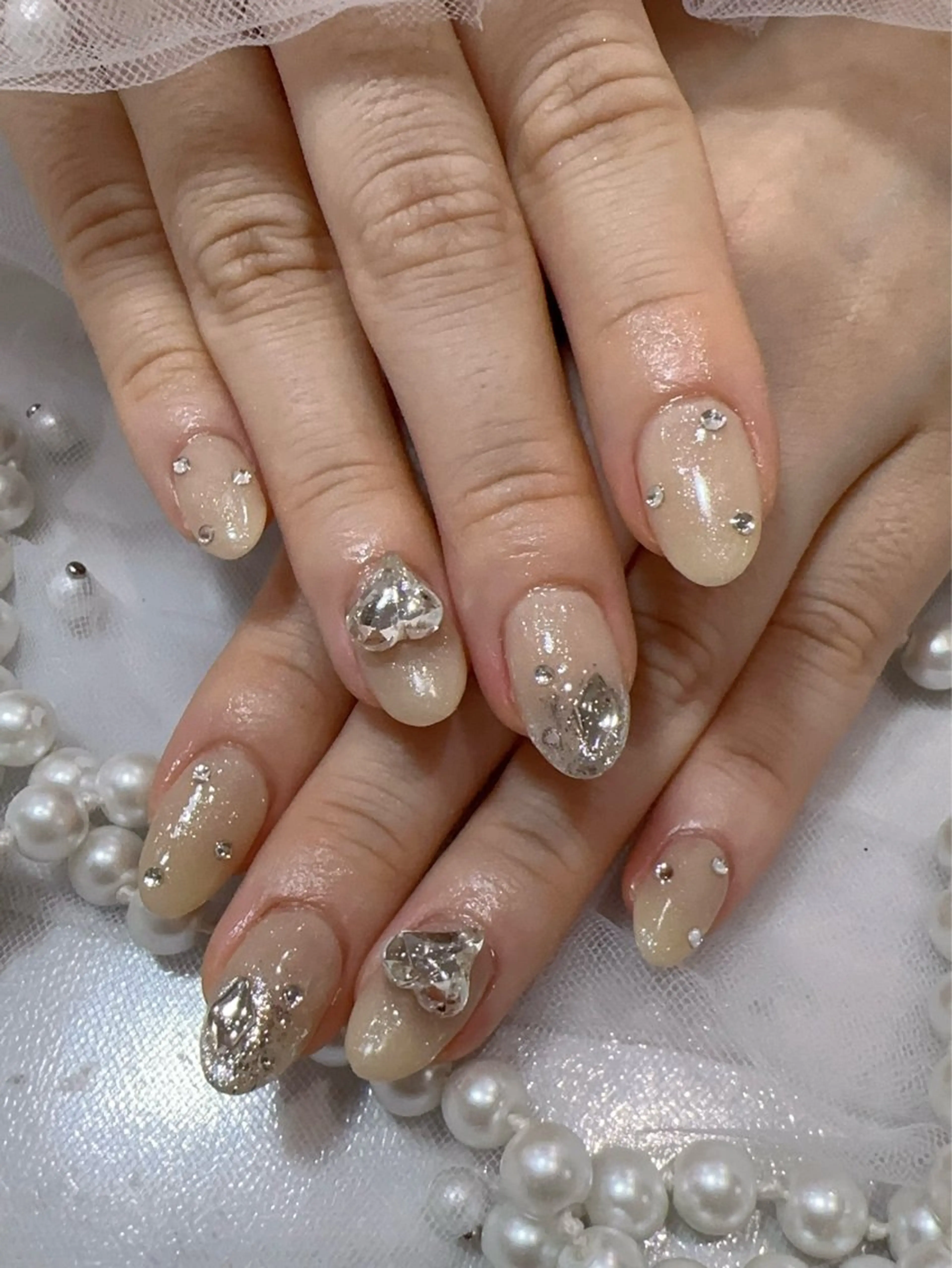 ネイル アートネイル フラッシュネイル フレンチネイル ジェルネイル ガラスフレンチ ハンドネイル You&Me Miyuのネイルデザイン