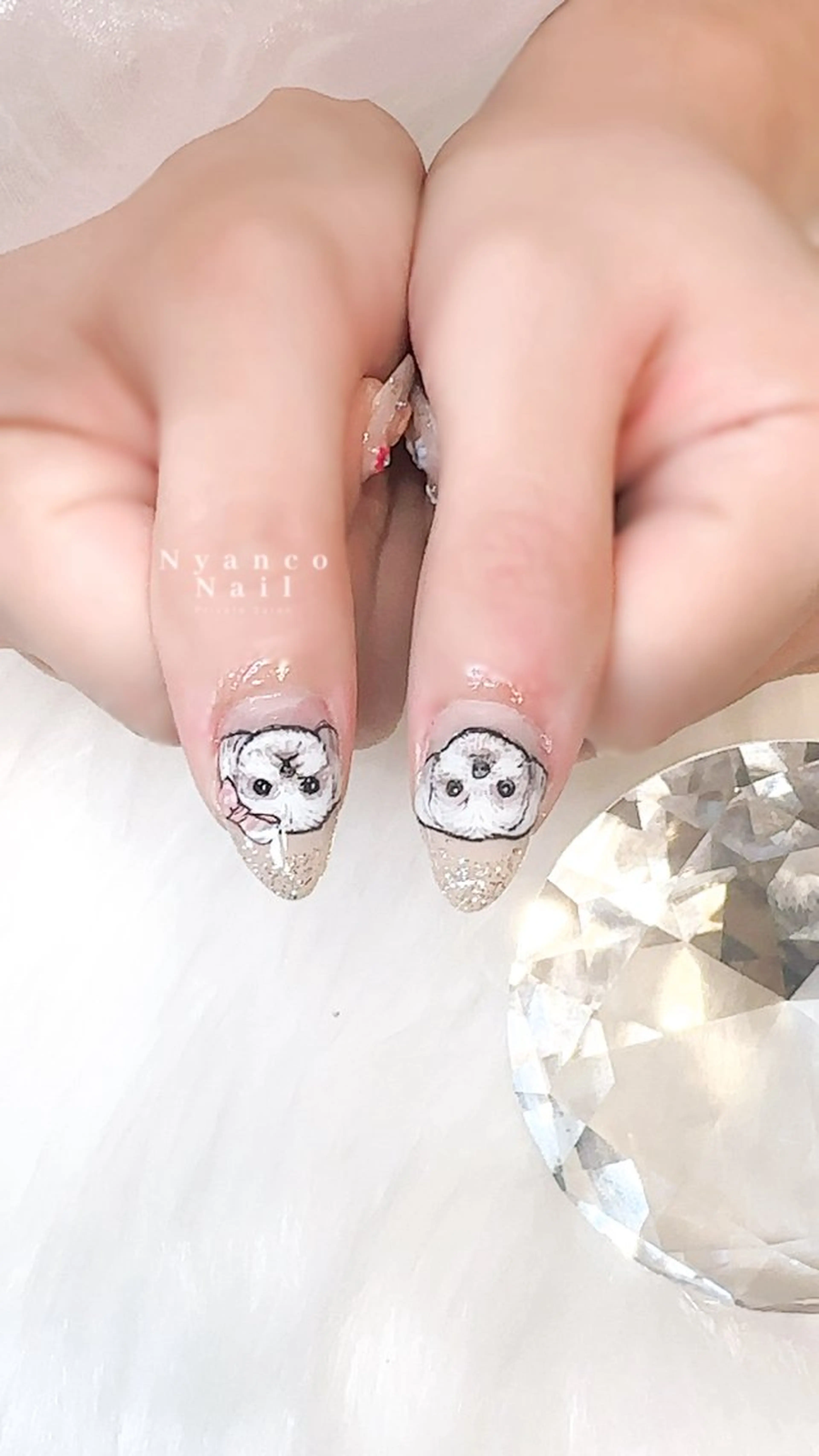 ネイル アートネイル ジェルネイル 氷ネイル・うるうるネイル キラキラネイル ラメ(グリッター) Nyanco Nailのネイルデザイン