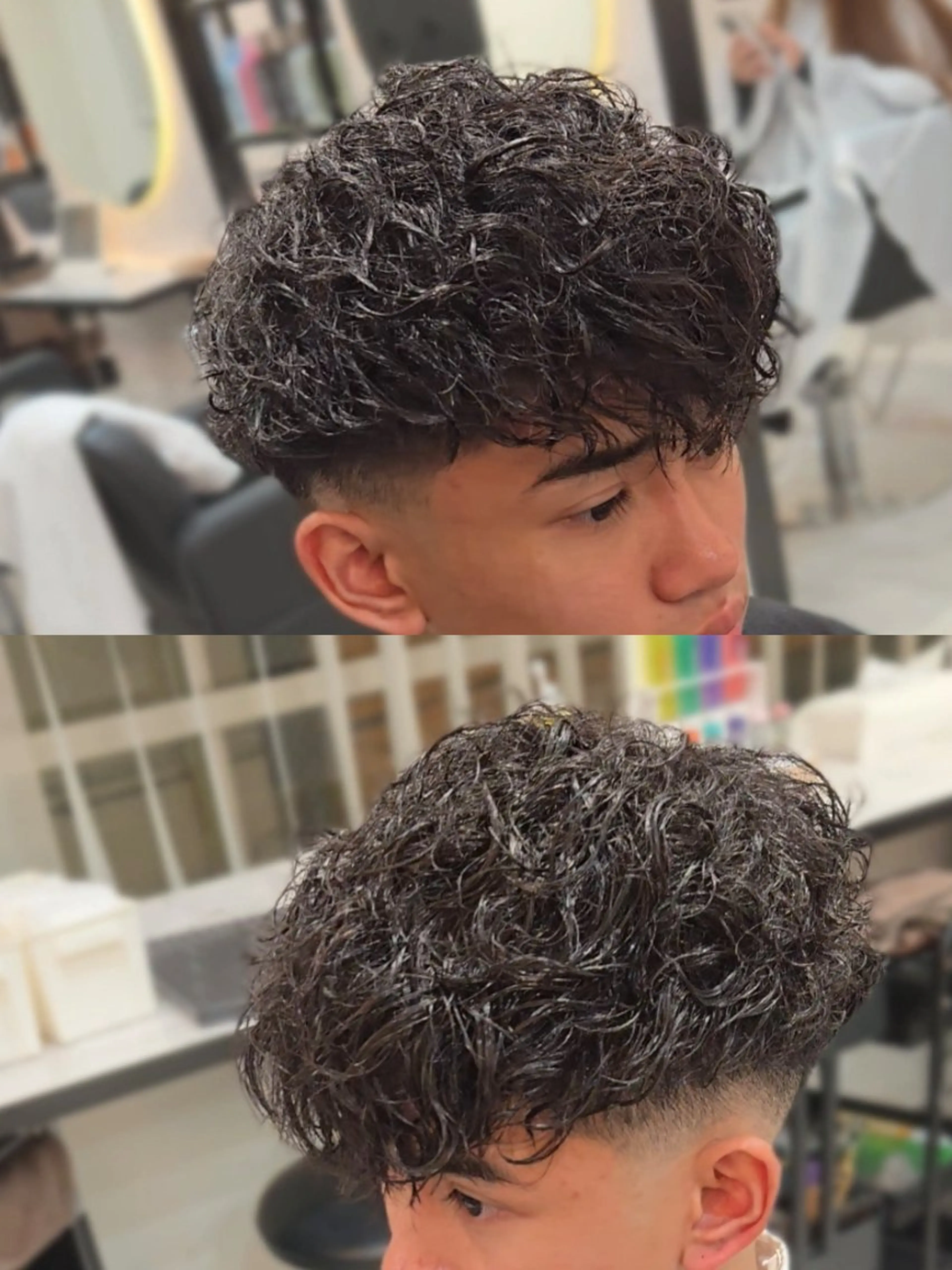 メンズ パーマ ミディアム ミディアムパーマ フェードカット メンズパーマ スペインカール スパイラルパーマ カット パーマ ヘアセット Lapis 名古屋駅前店所属・LEN名古屋/パーマ メンズ特化美容師のヘアスタイル