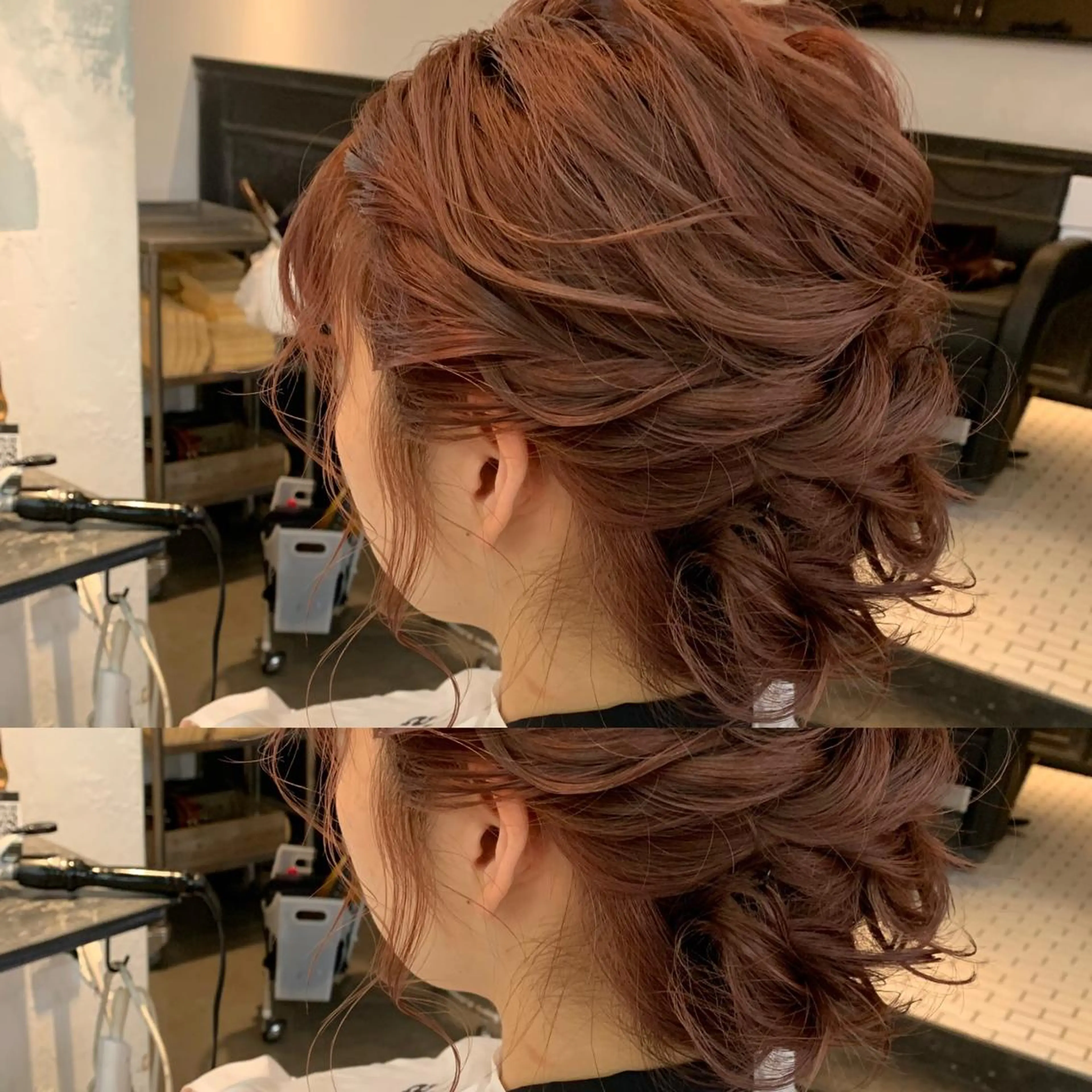 ミディアム ヘアアレンジ ヘアセット 🍑艶髪✖️暖色系 ✨momoka🍑のヘアスタイル