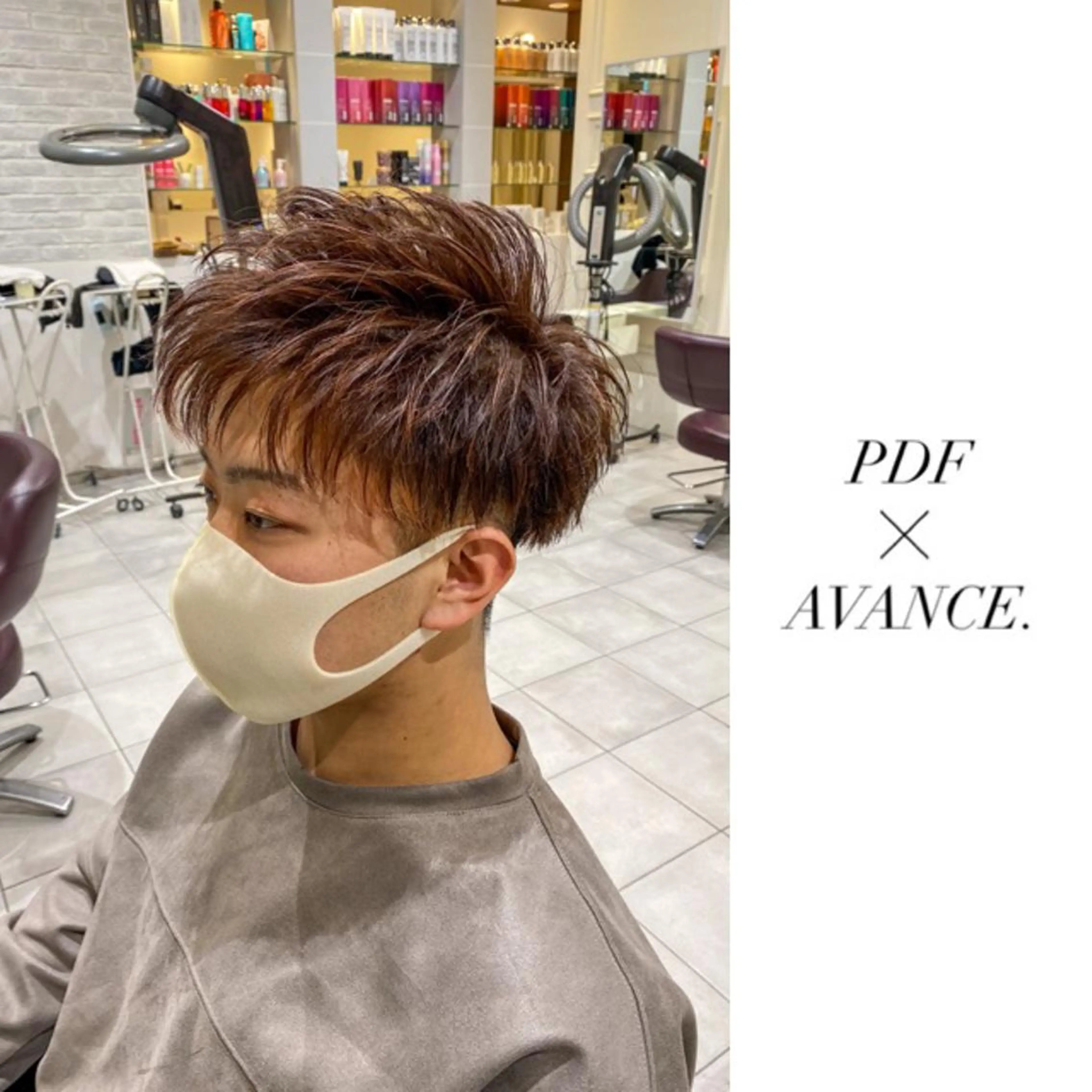 ショート カラー メンズ メンズバレイヤージュ アップバング メンズブリーチ メンズハイライト ツーブロック AVANCE.難波 店長 松元のヘアスタイル