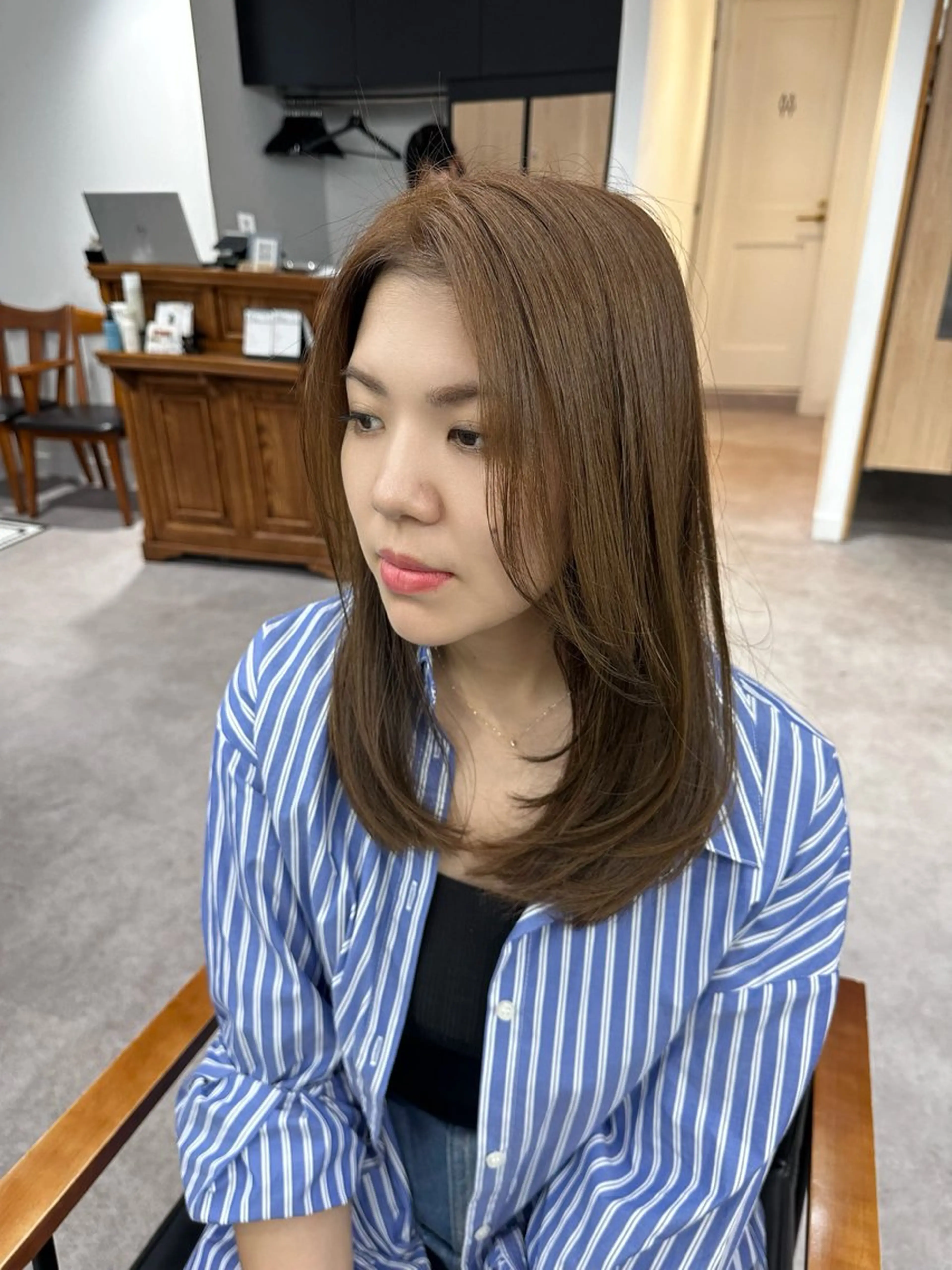 セミロング カラー パーマ ヘアアレンジ メンズ キッズ カット ヘアカラー 骨格似合わせレイヤー /縮毛矯正🌿JUNのヘアスタイル