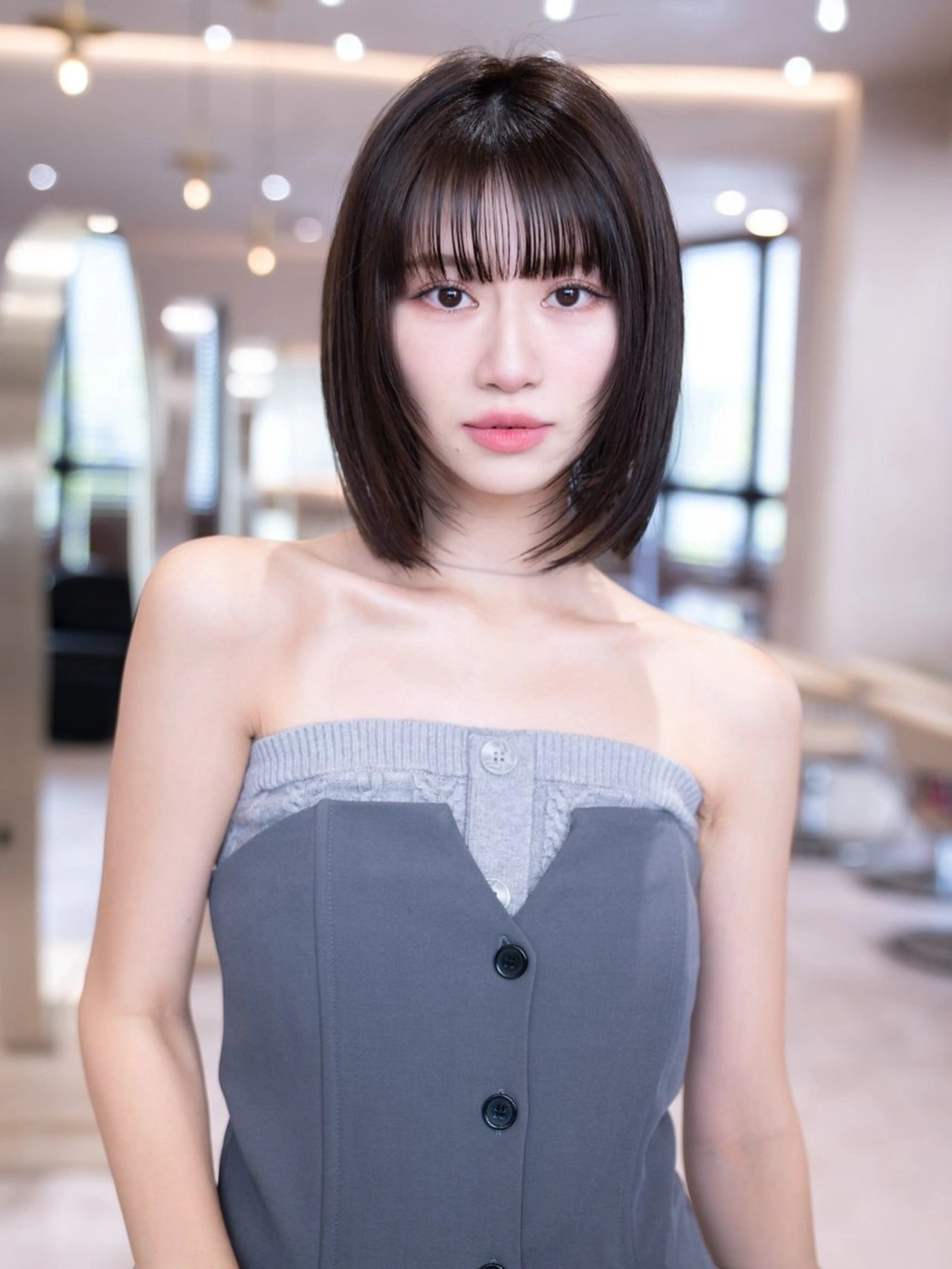 ショート ボブレイヤー ボブ くびれヘア 顔まわりレイヤー 韓国風ヘア カット ヘアカラー トリートメント KOKI/ボブ/顔ま わりレイヤー/新宿のヘアスタイル