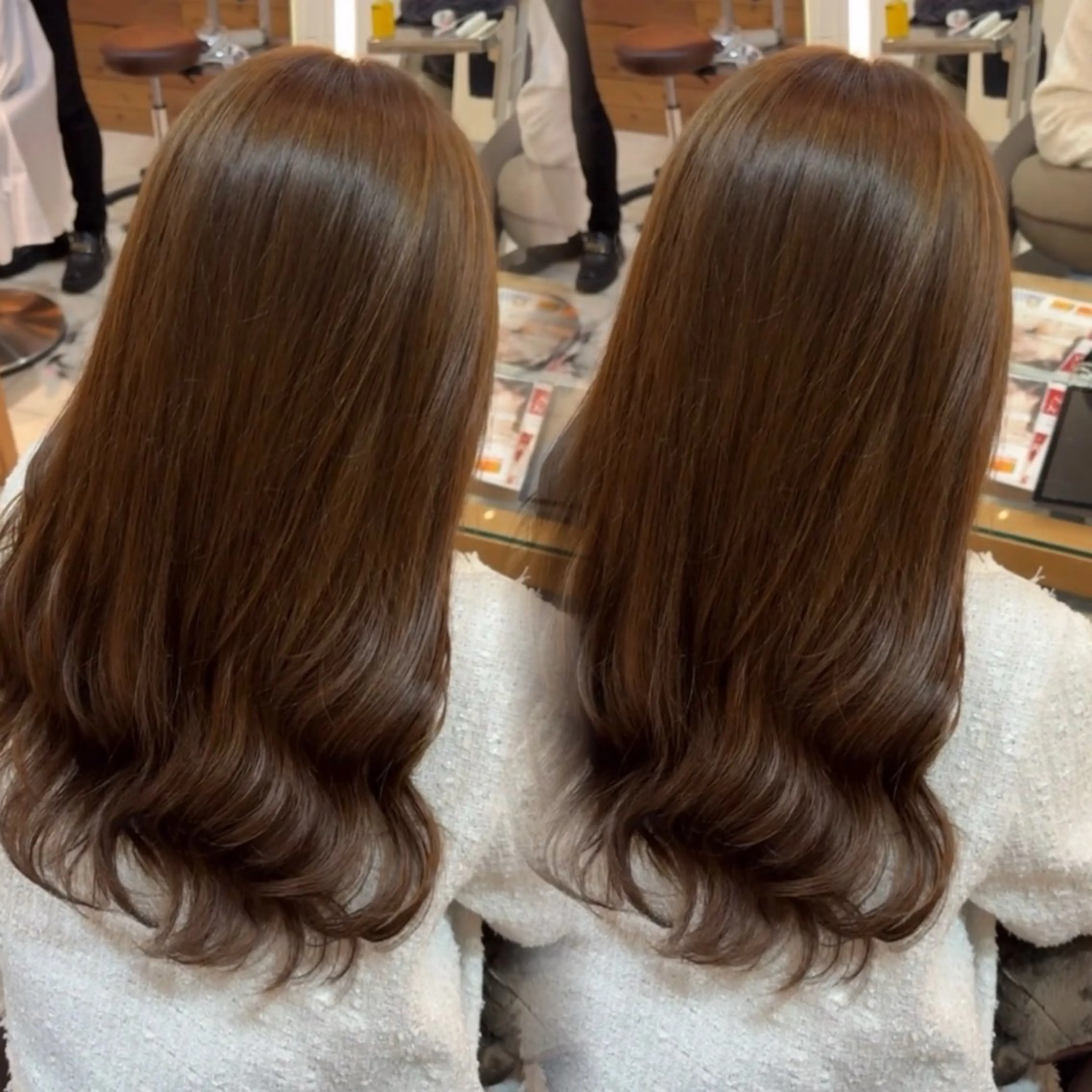 ロング カラー ベージュカラー ブリーチ ブラウンカラー ダブルカラー ブリーチなしカラー ヘアカラー パーマ、ダブル カラー、上野星也のヘアスタイル