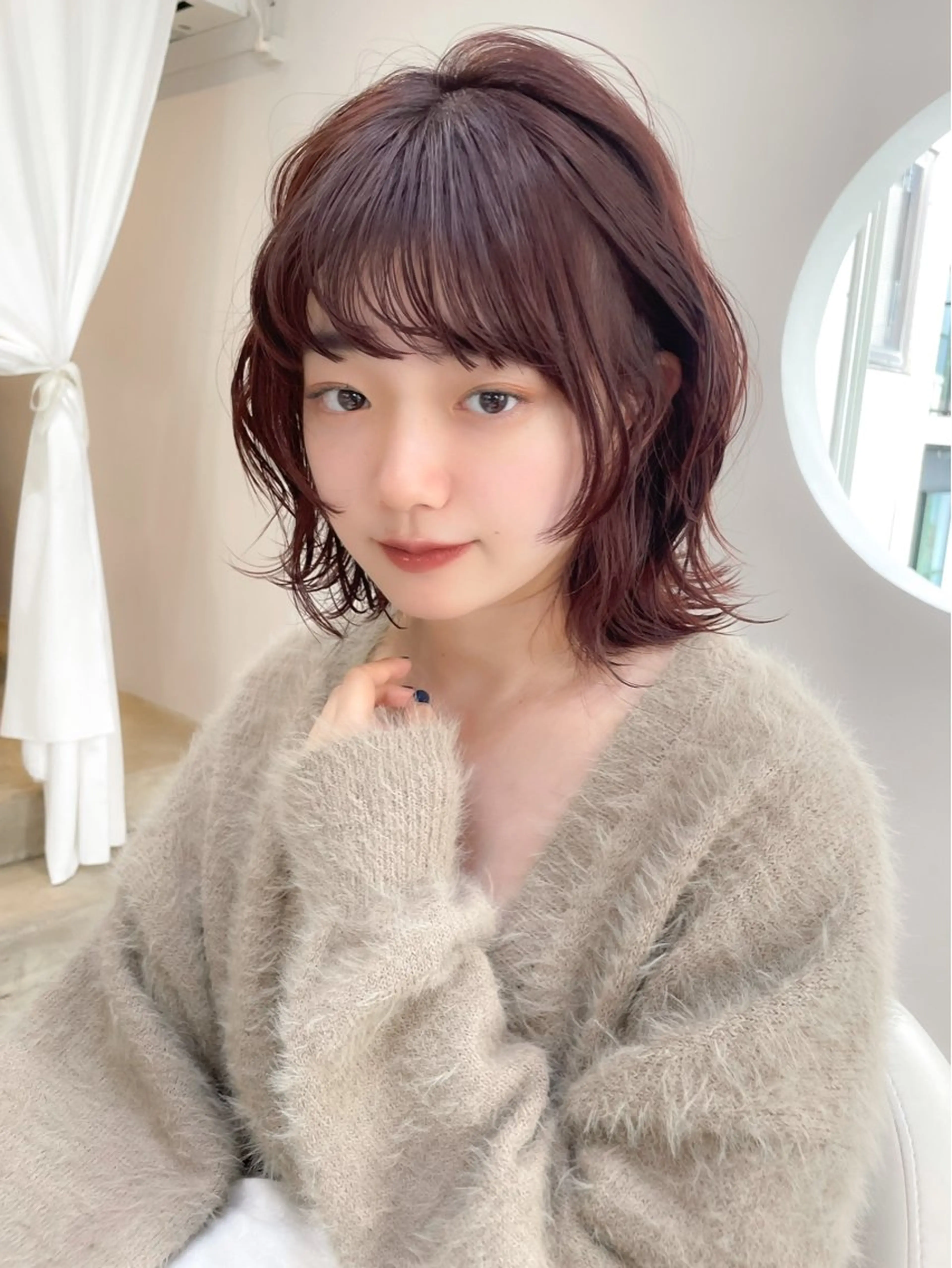 ミディアム カラー バレイヤージュ ブリーチ ケアブリーチ ダブルカラー ハイライトカラー カット ヘアカラー トリートメント ミディアム/顔周り/ ベージュ🌼mayuのヘアスタイル