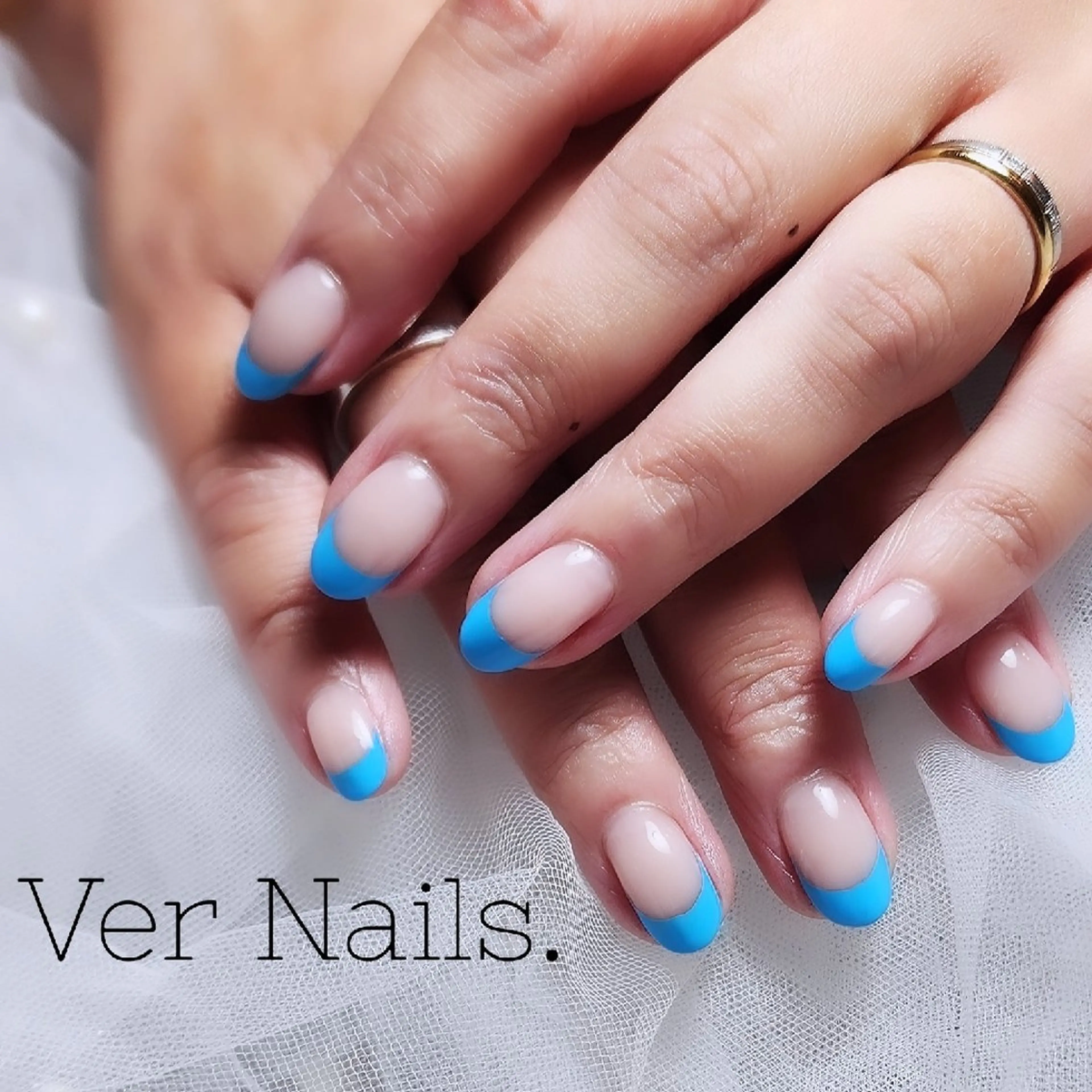 ネイル ブルー フレンチネイル ハンドネイル Ver  Nails.のその他イメージ