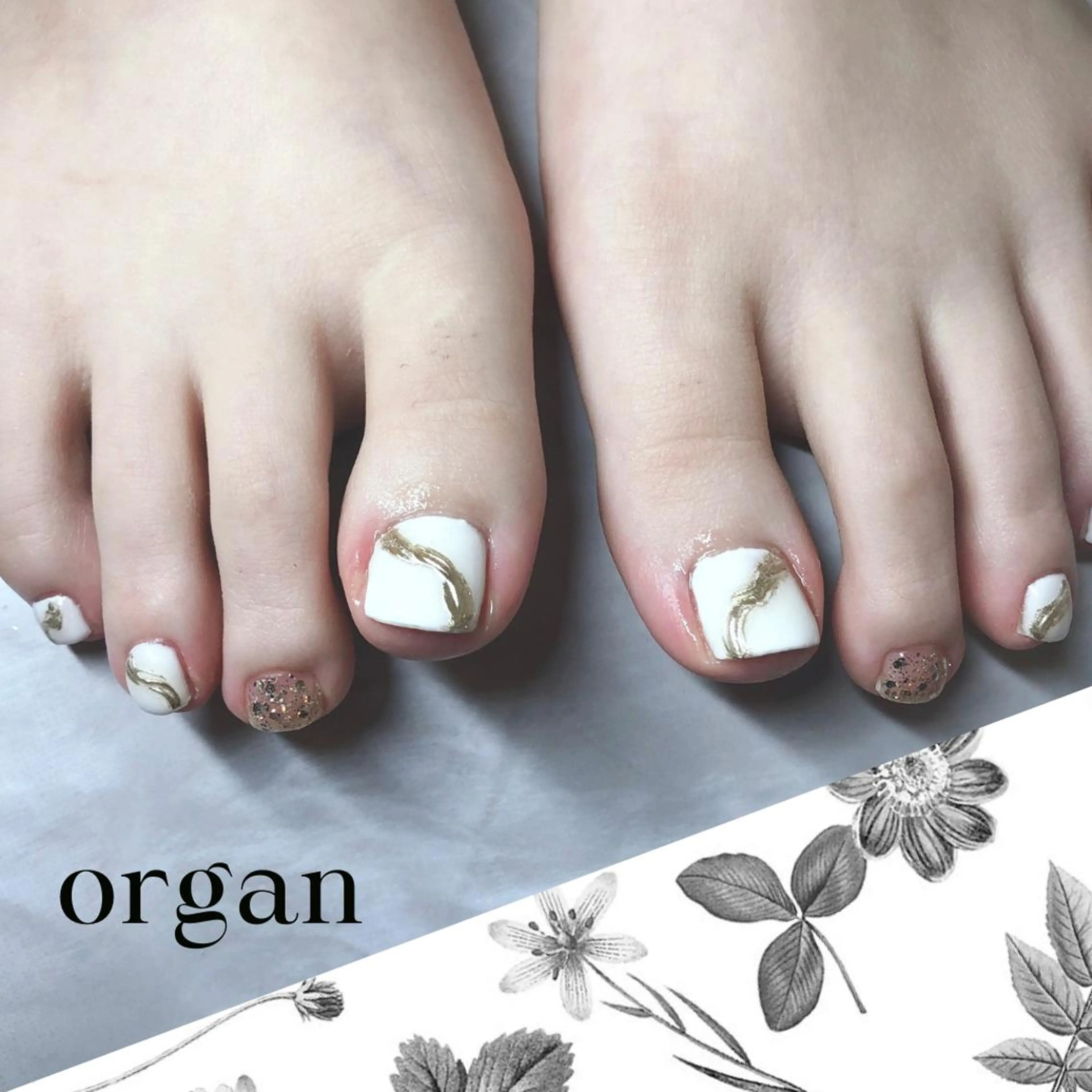 ネイル フットネイル ニュアンスネイル 【ＯＲＧＡＮ】 nailのネイルデザイン