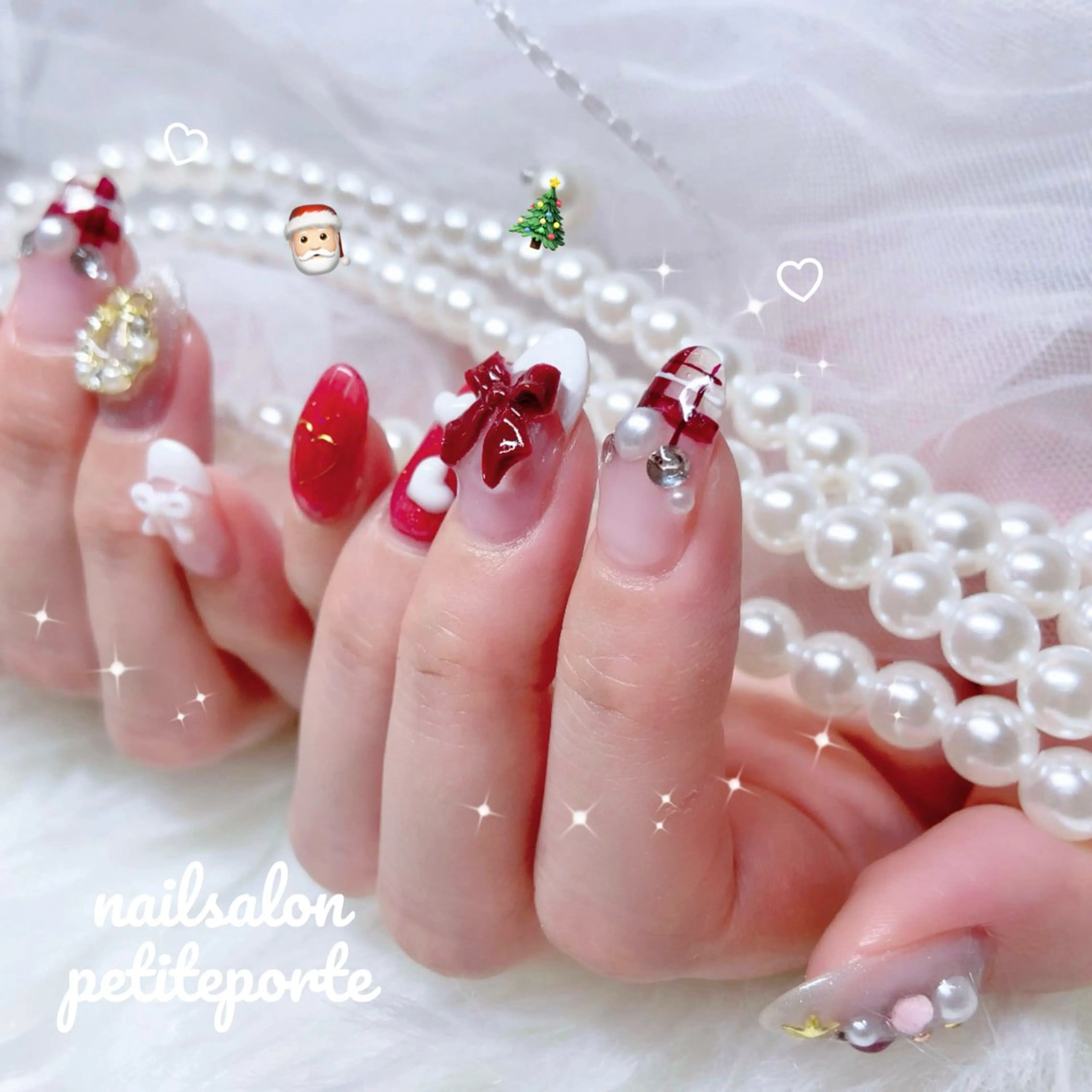 ネイル アートネイル ピンク ショートネイル 冬ネイル クリスマス ハンドネイル nailsalon petite porte所属・petite porteのネイルデザイン