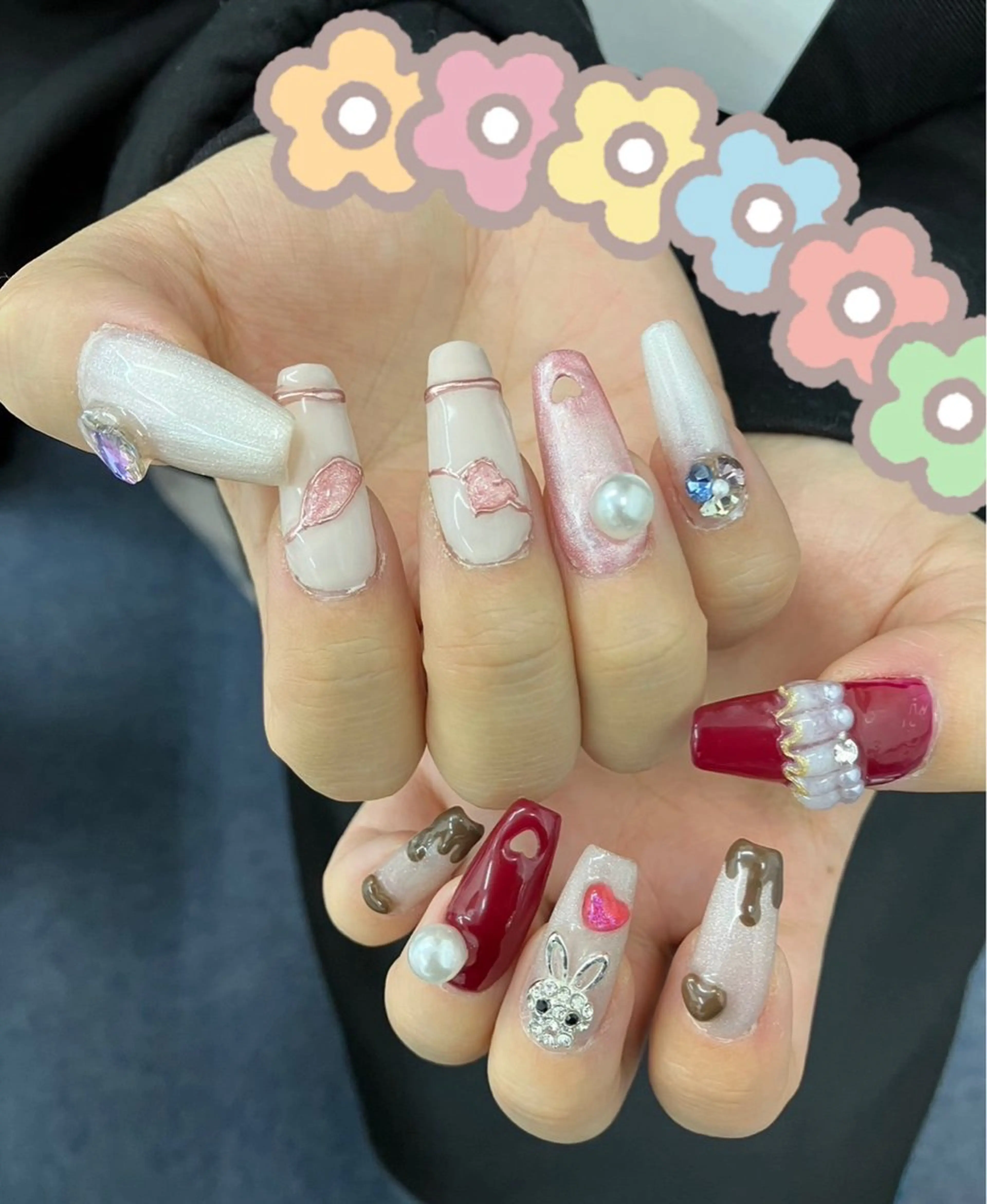 ネイル 長さ出し ハート ロングネイル ネイルチップ バレンタイン Nail salon Merryのその他イメージ
