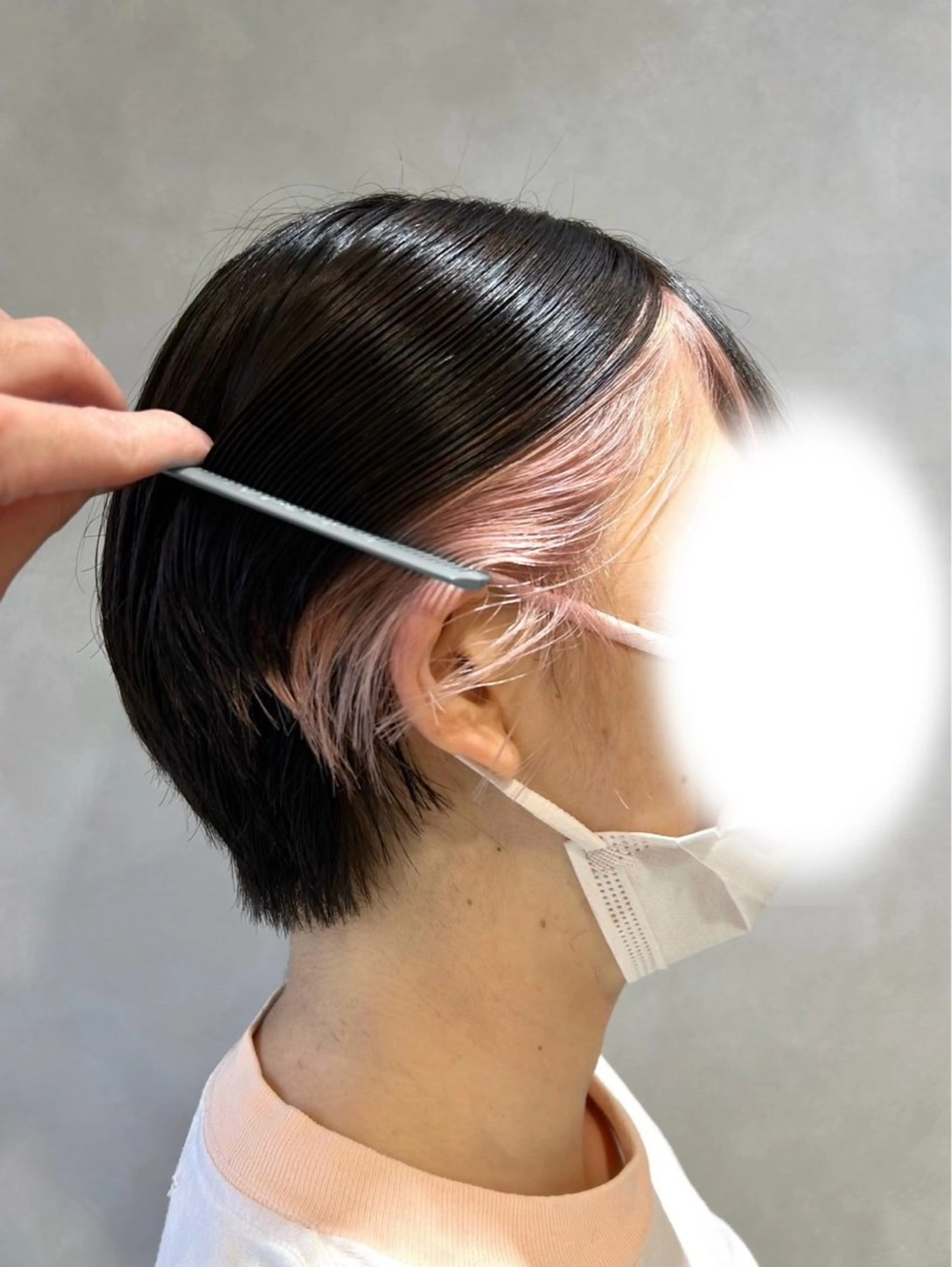 ショート カラー ブリーチ ピンクカラー カット ヘアカラー トリートメント 結べるくびれボブ/透 明感カラーtaigaのヘアスタイル