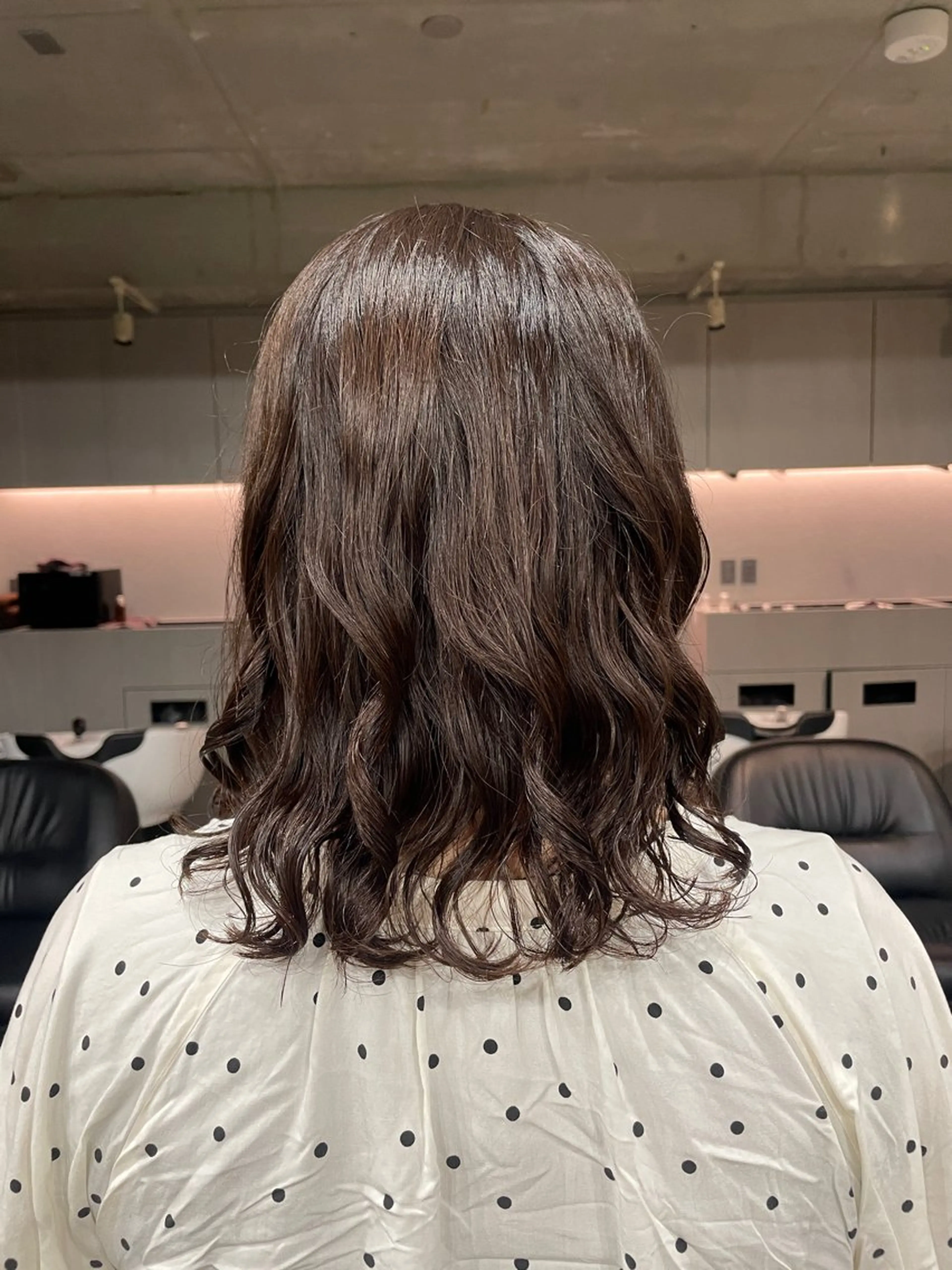 ミディアム カラー パーマ カット パーマ 表参道/ 透明感 colorのヘアスタイル