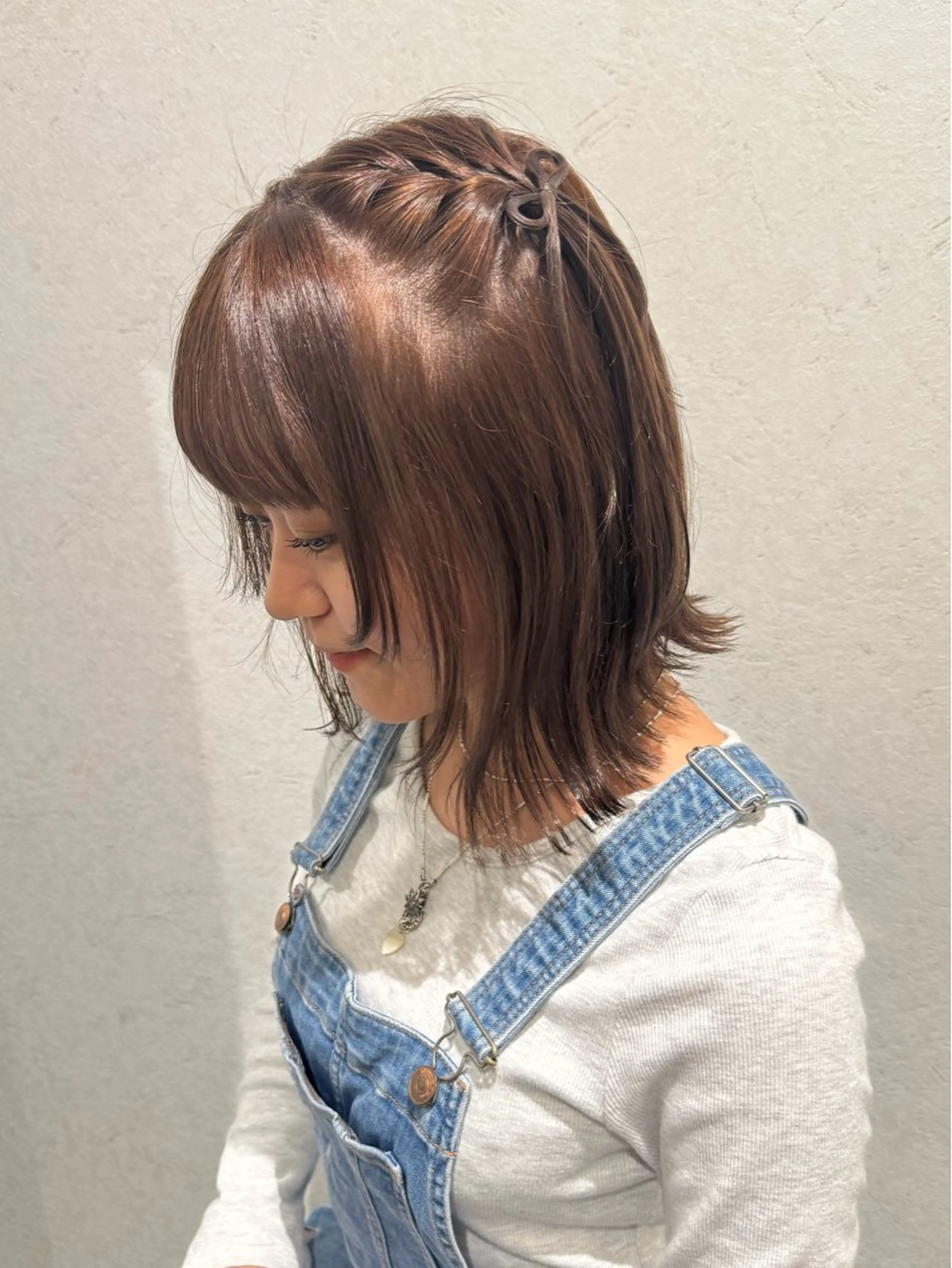 ミディアム カラー ヘアアレンジ ヘアカラー ヘアセット 艶カラーヘアアレンジ 縮毛矯正🍓ひふみのヘアスタイル