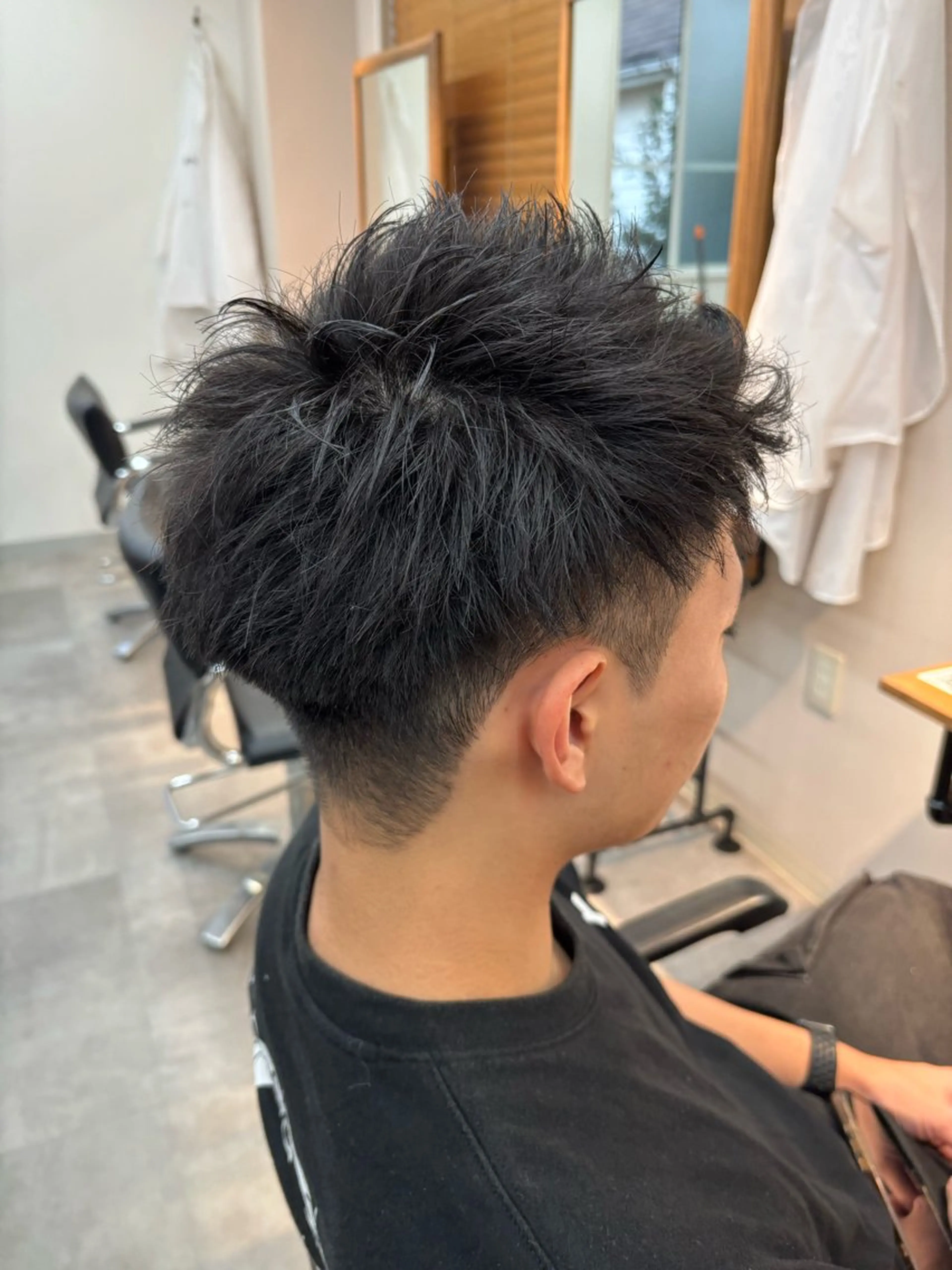 メンズ アップバング ツーブロック カット 保立メンズカット 千葉駅フェザーパーマのヘアスタイル