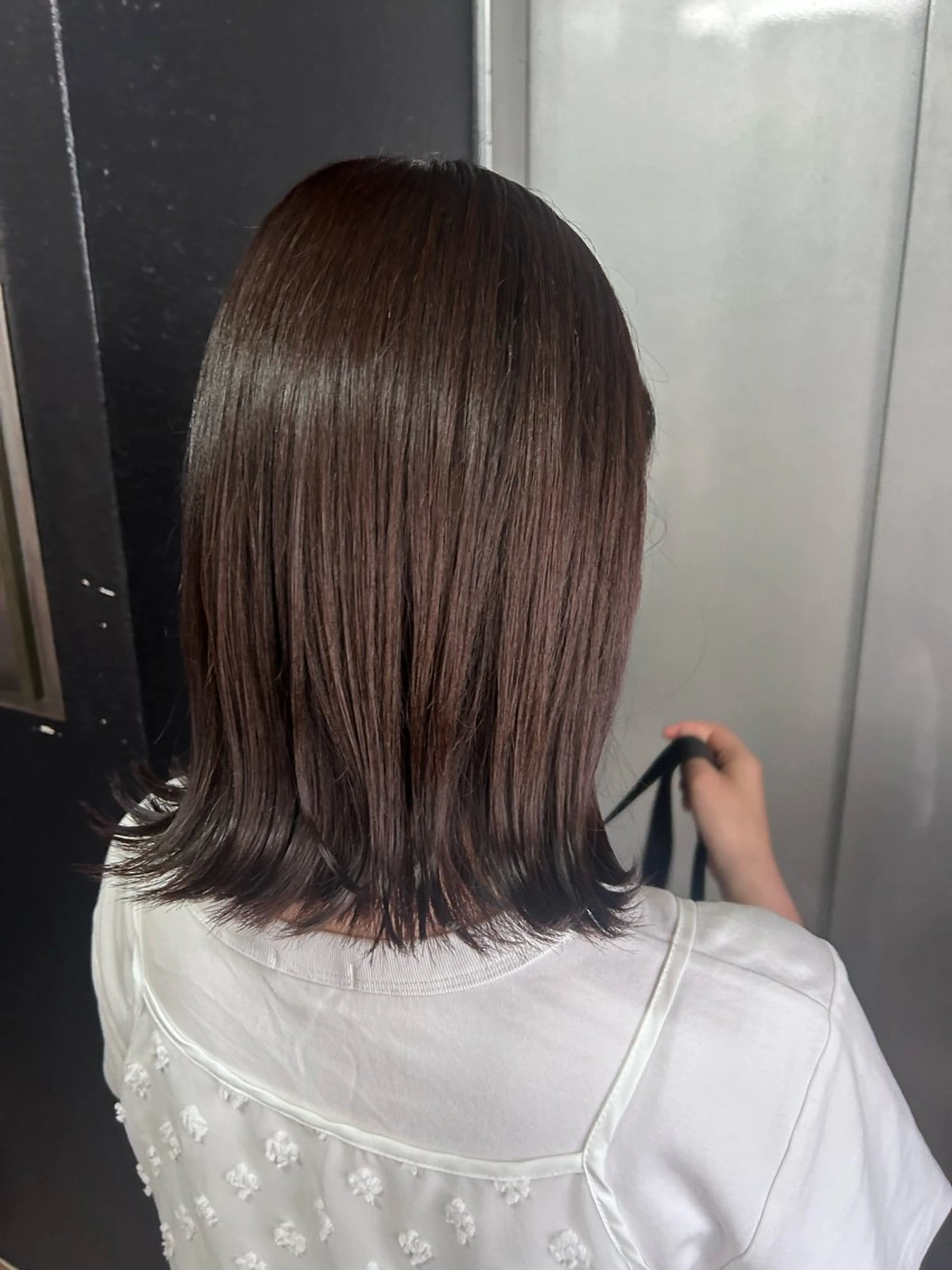 ミディアム チョコレートブラウン ヘアカラー icon.博多所属・Saki / ig @_4iu_ui4_のヘアスタイル