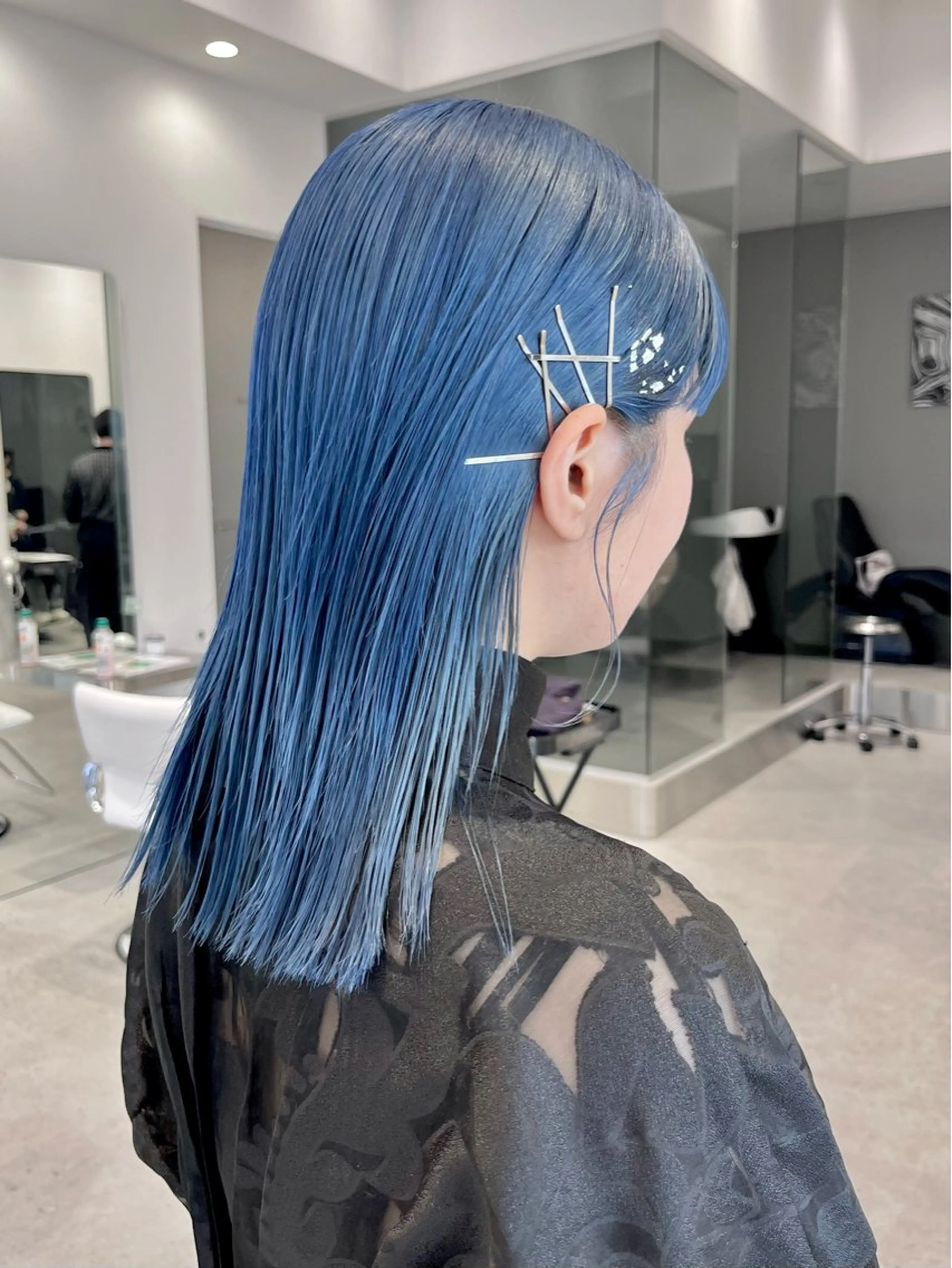 セミロング カラー ブルーカラー ヘアカラー 艶カラー ⋆✦ HIROMIのヘアスタイル