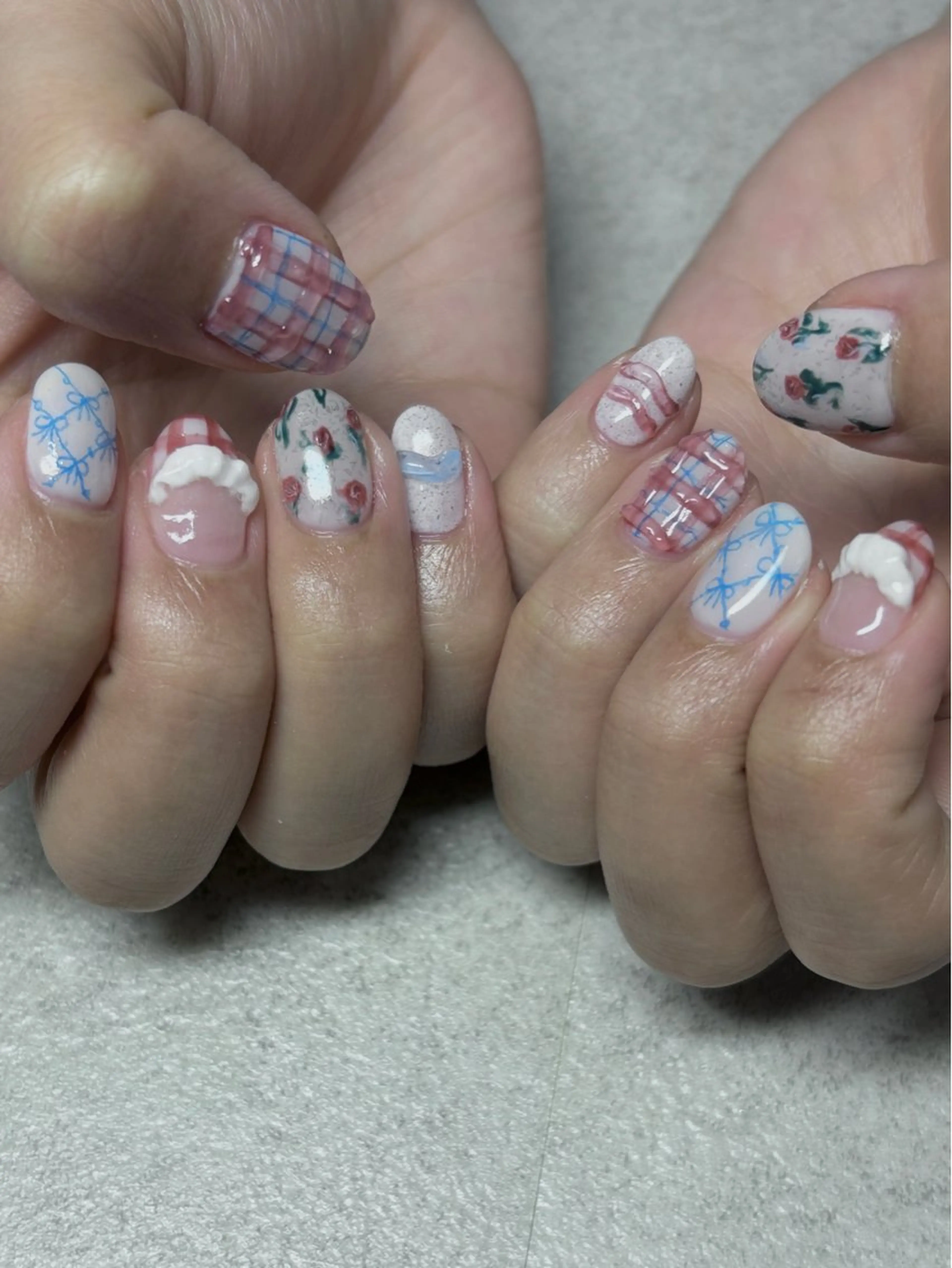 ネイル リボン 春ネイル ハンドネイル acs.n所属・ネイル，耳つぼ 風間すみれのその他イメージ